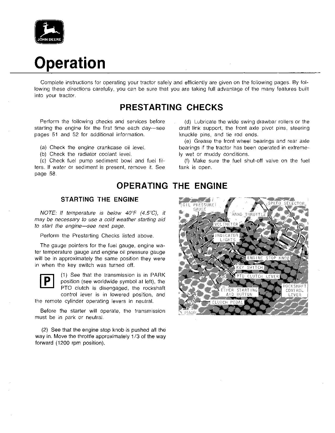 JOHN DEERE 4630 TRACTOR OPERATORS MANUAL