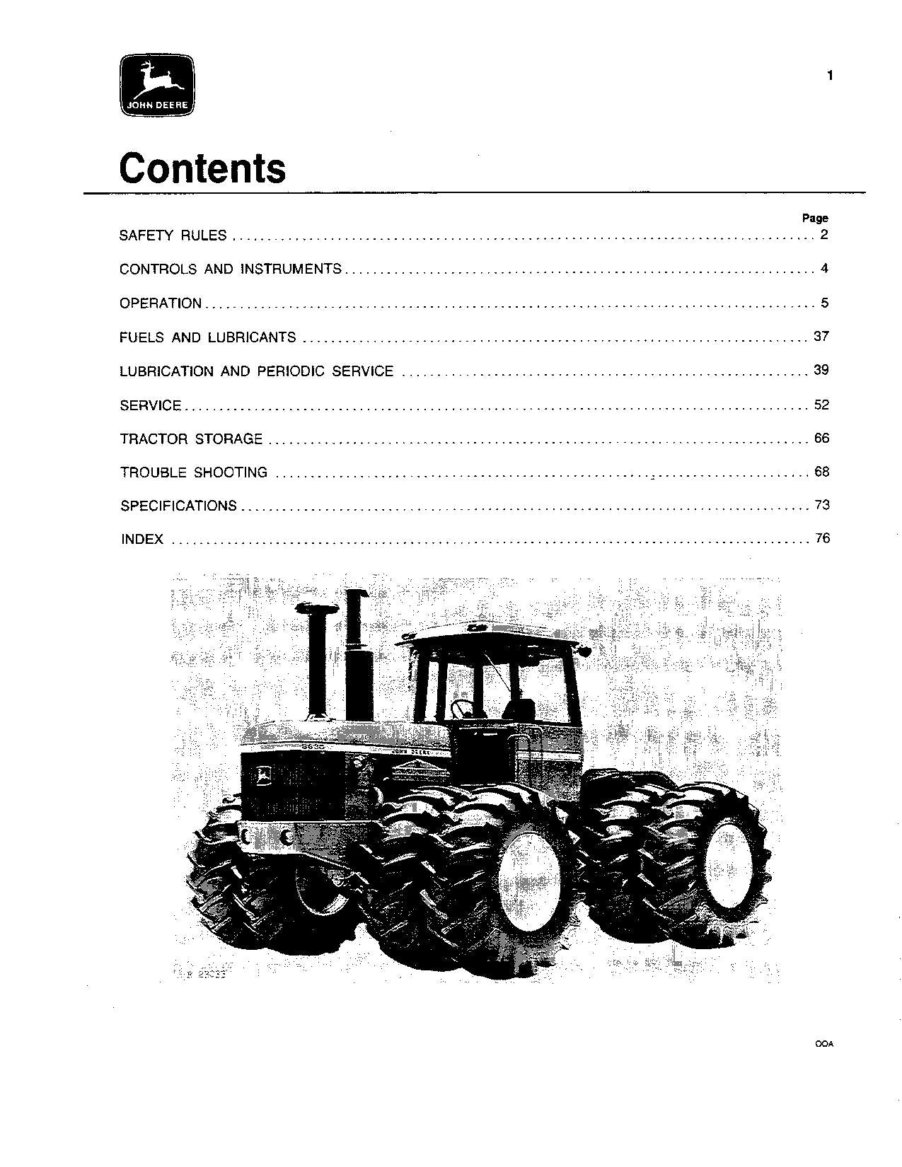 MANUEL D'UTILISATION DU TRACTEUR JOHN DEERE 8430 8630 059280-,008118-