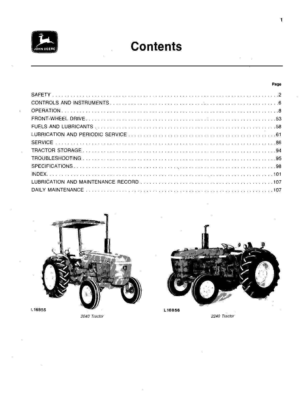 MANUEL D'UTILISATION DU TRACTEUR JOHN DEERE 2040 2240