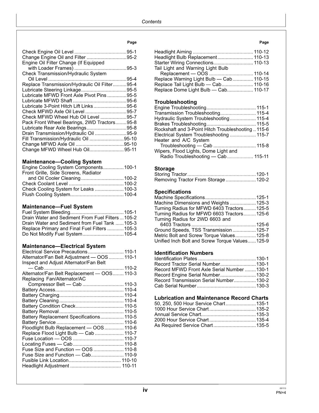 JOHN DEERE 6403 6603 TRAKTOR-BETRIEBSHANDBUCH