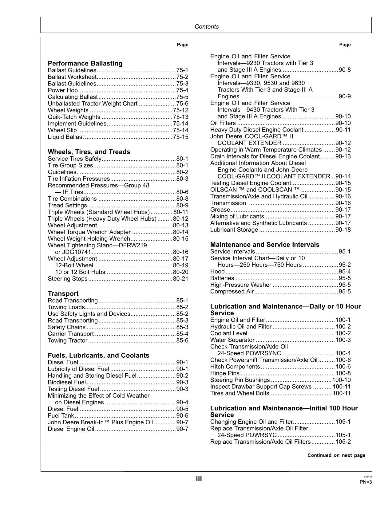 JOHN DEERE 9230 9330 9430 9530 9630 TRACTOR OPERATORS MANUAL 022000-