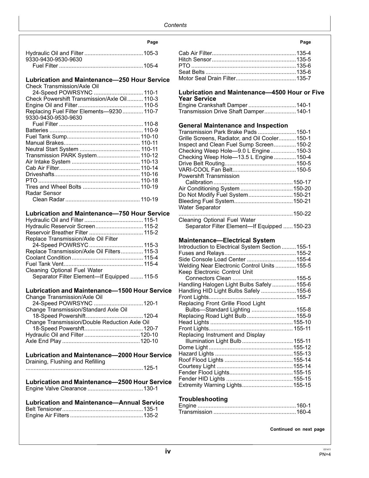 JOHN DEERE 9230 9330 9430 9530 9630 TRACTOR OPERATORS MANUAL 022000-