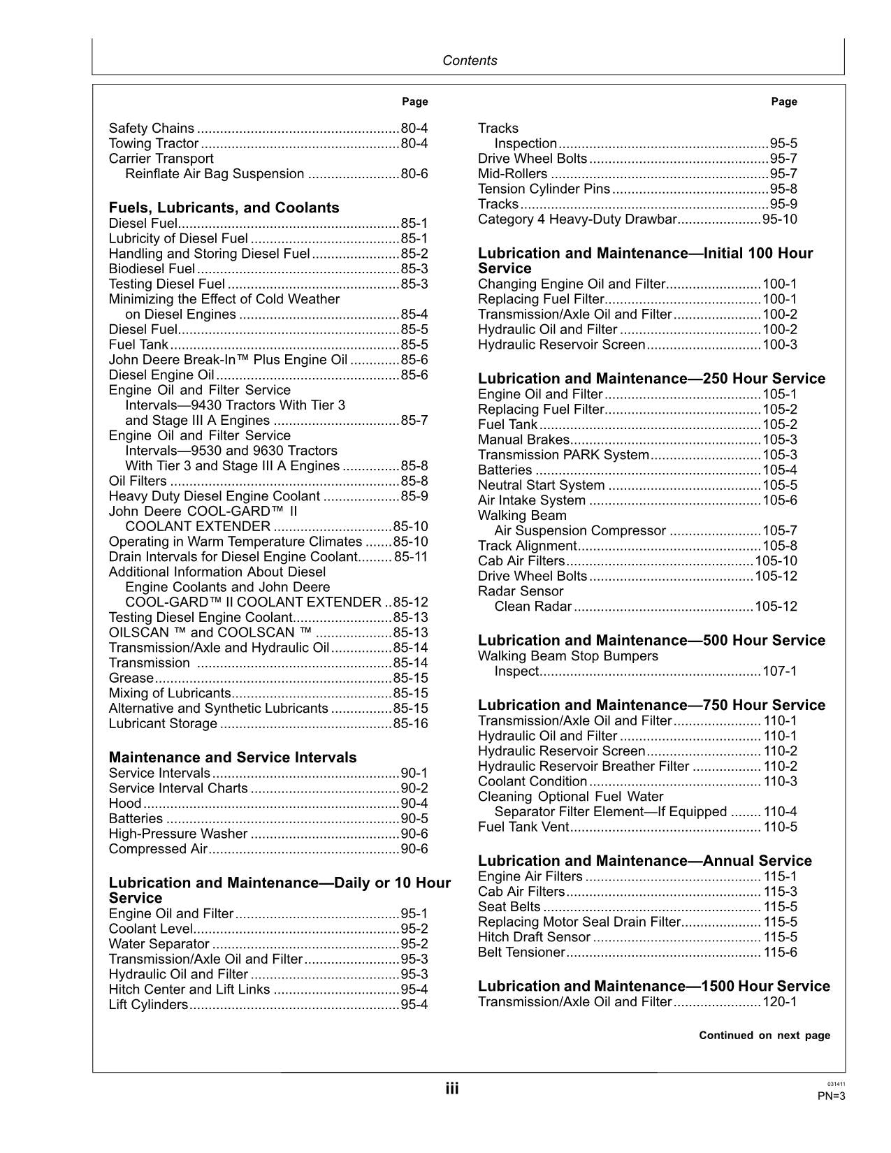 JOHN DEERE 9430T 9530T 9630T TRACTOR OPERATORS MANUAL 914000-