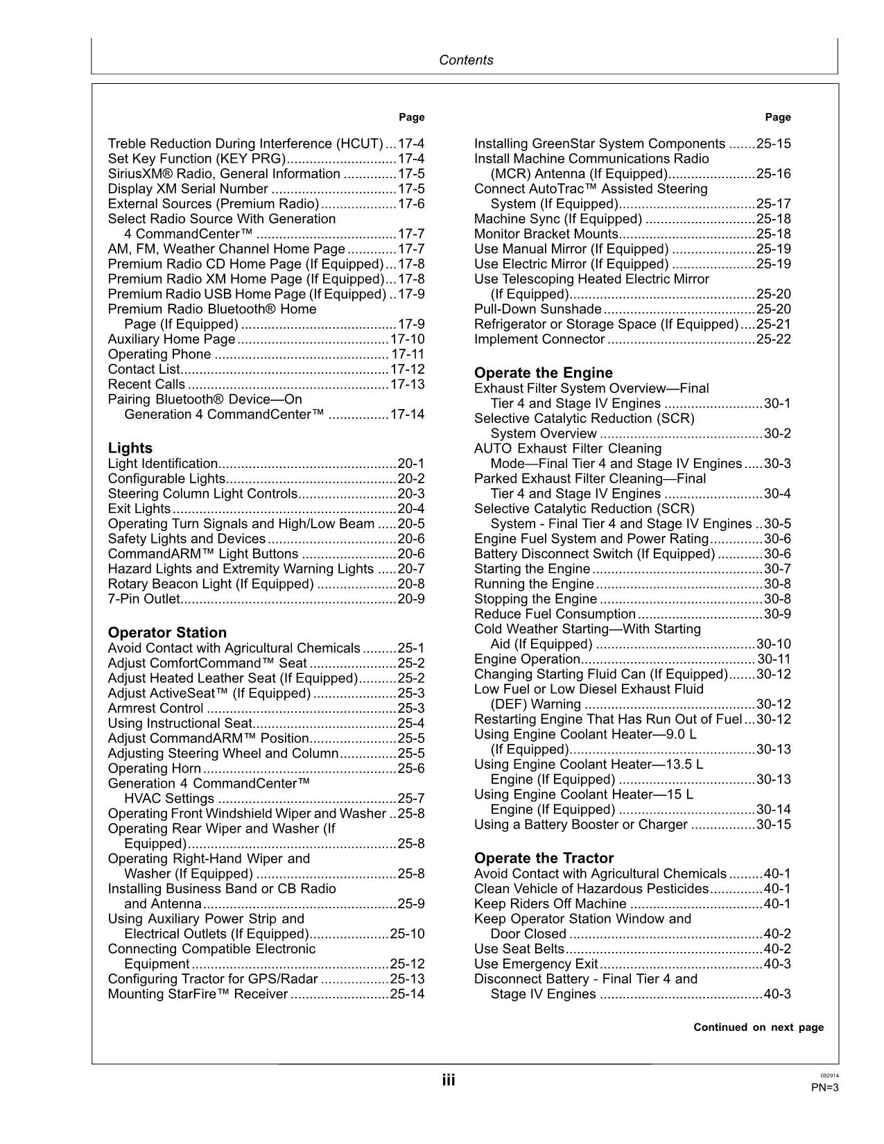 JOHN DEERE 9370R 9420R 9470R 9520R  TRACTOR OPERATORS MANUAL 015000-052000