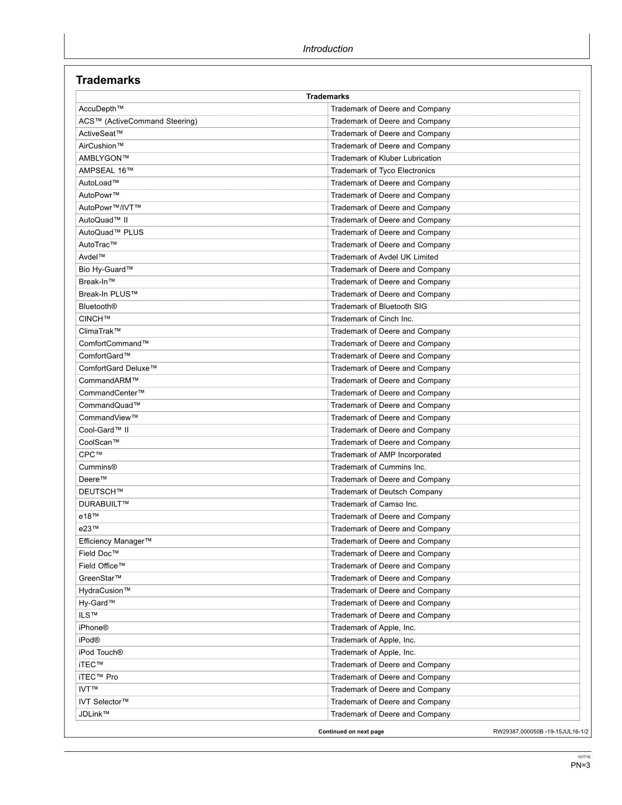 JOHN DEERE 9470RX 9520RX 9570RX 9620RX TRAKTOR-BETRIEBSHANDBUCH