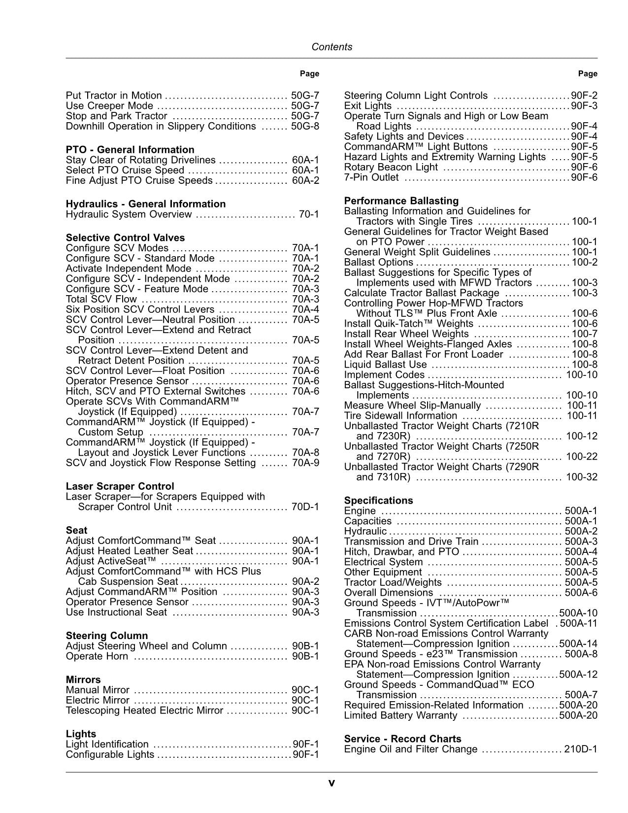 JOHN DEERE 7210R 7230R 7250R 7270R 7290R 7310R TRAKTOR-BETRIEBSHANDBUCH