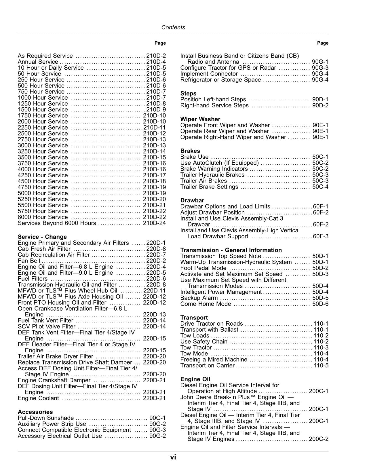 JOHN DEERE 7210R  7230R  7250R  7270R  7290R  7310R TRACTOR OPERATORS MANUAL