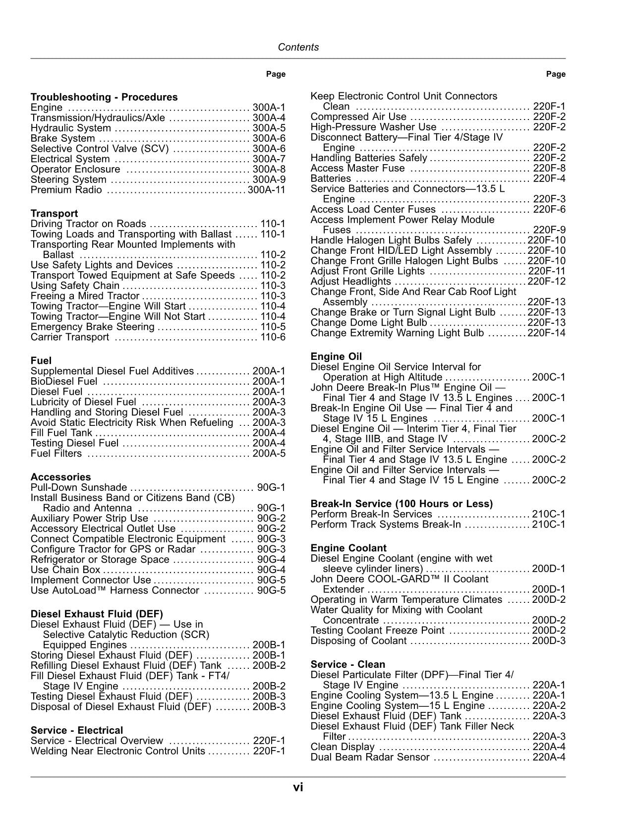 JOHN DEERE 9470RT 9520RT TRACTOR OPERATORS MANUAL 917001- North America