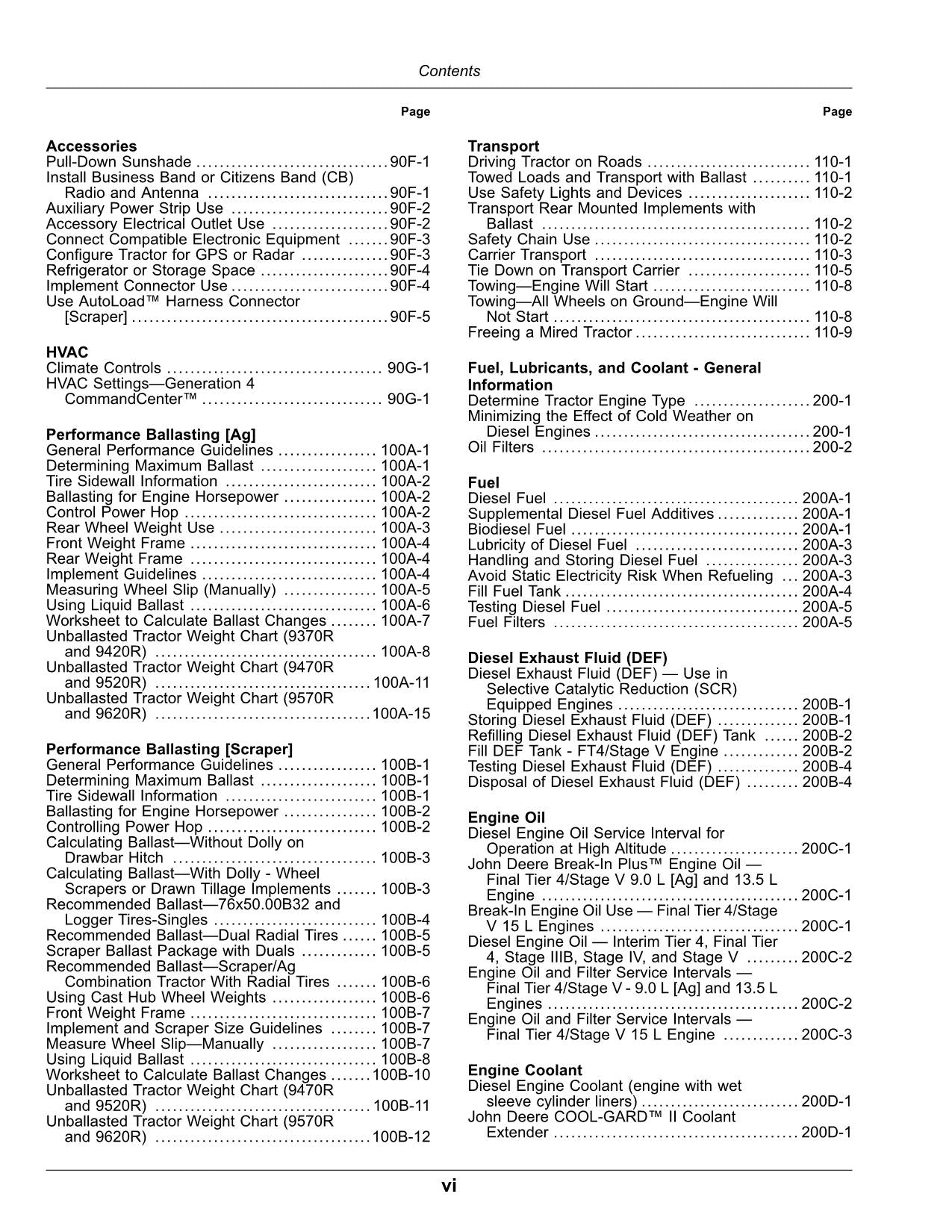 JOHN DEERE 9370R 9420R 9470R 9520R 9570R TRACTOR OPERATORS MANUAL 062001-064000