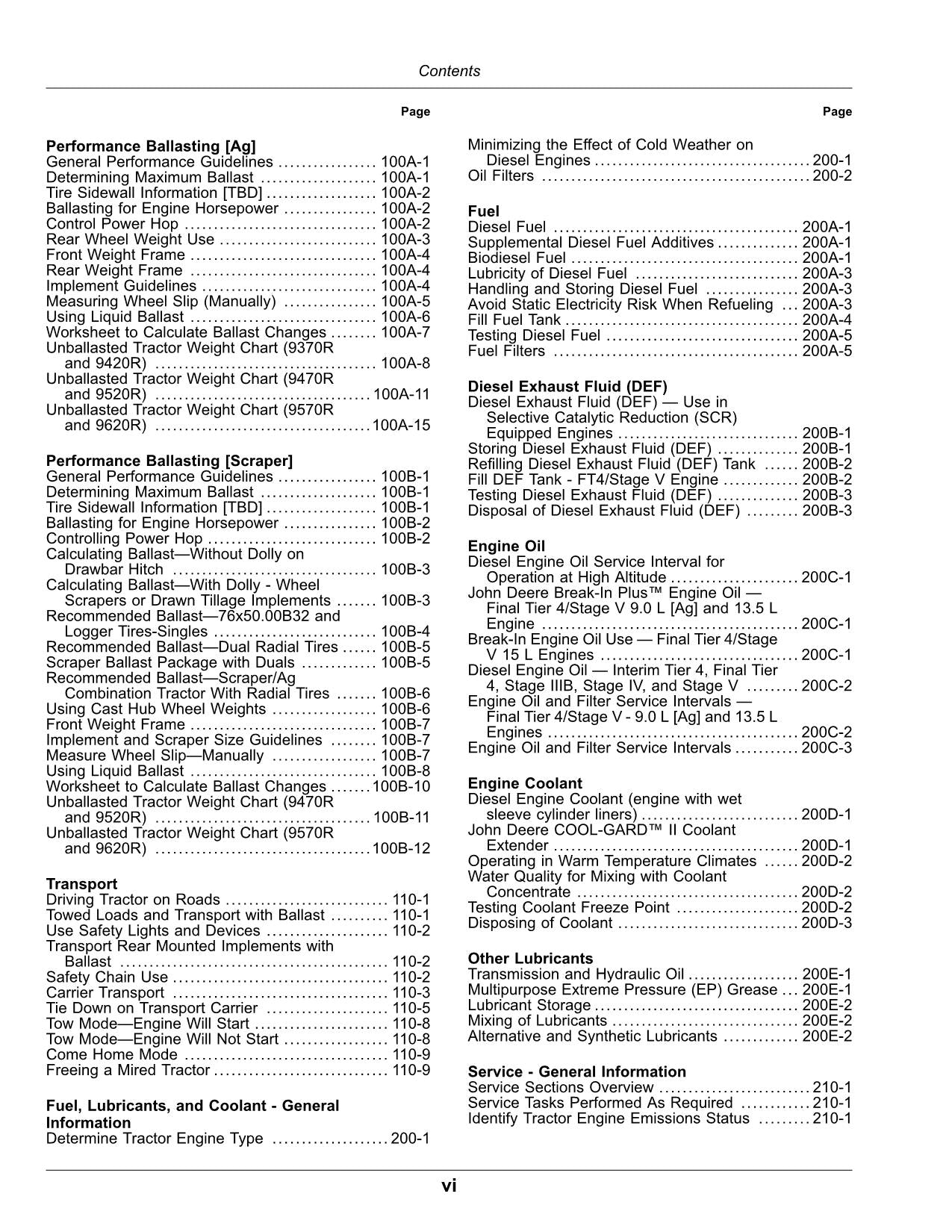 JOHN DEERE 9370R 9420R 9470R 9520R 9570R TRAKTOR-BETRIEBSHANDBUCH Nordamerika