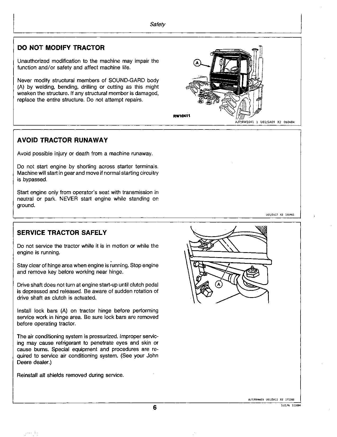 MANUEL D'UTILISATION DU TRACTEUR JOHN DEERE 8850 000000-006500