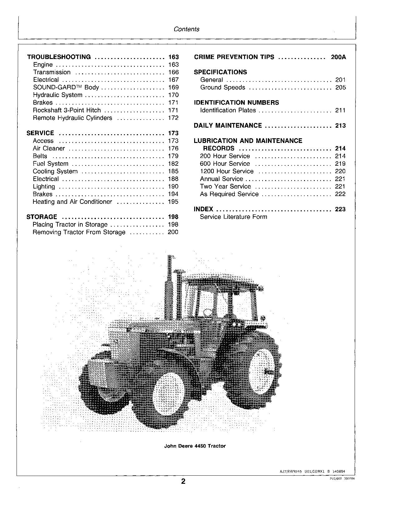 MANUEL D'UTILISATION DU TRACTEUR JOHN DEERE 4050 4250 4450 0-005510 0-009672