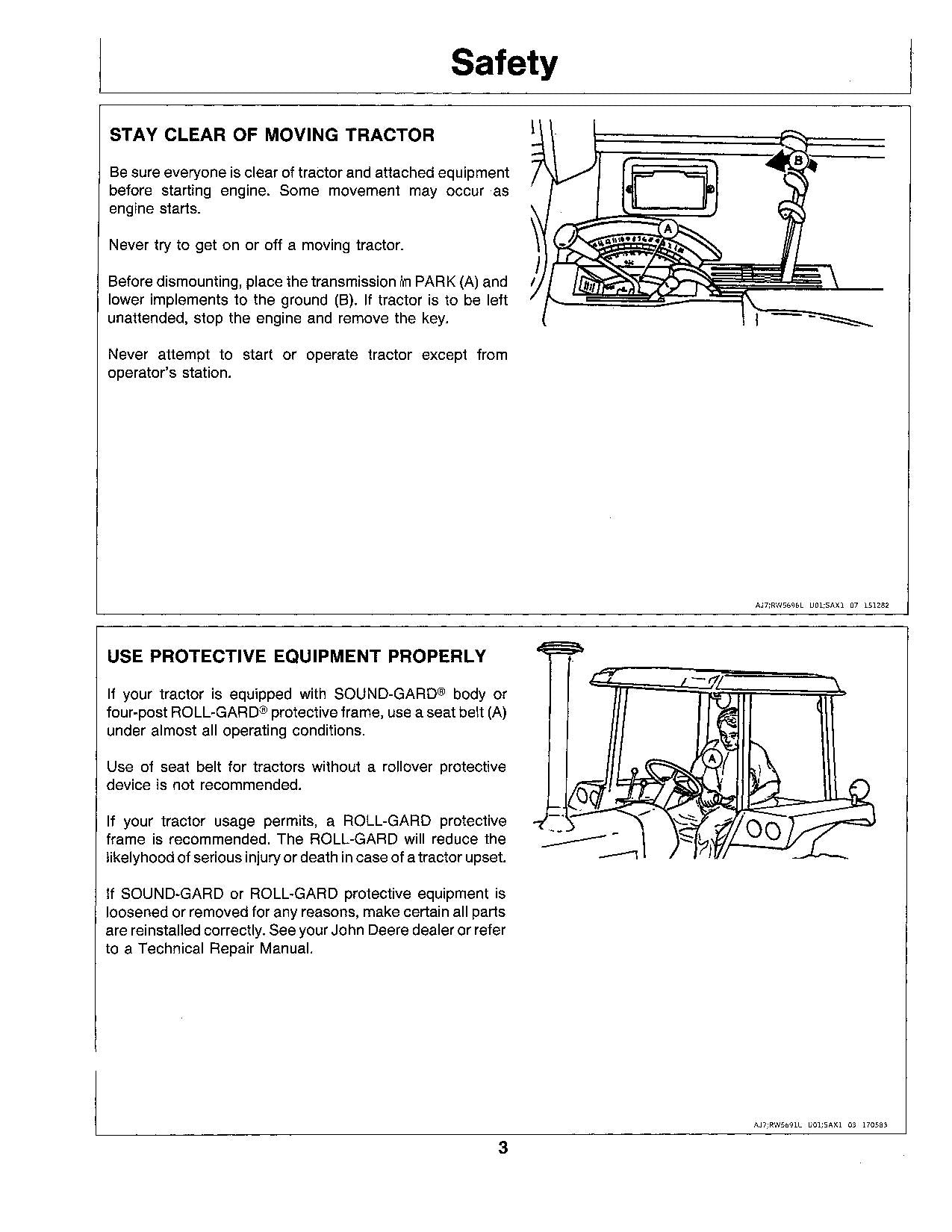 MANUEL D'UTILISATION DU TRACTEUR JOHN DEERE 4050 4250 4450 0-005510 0-009672