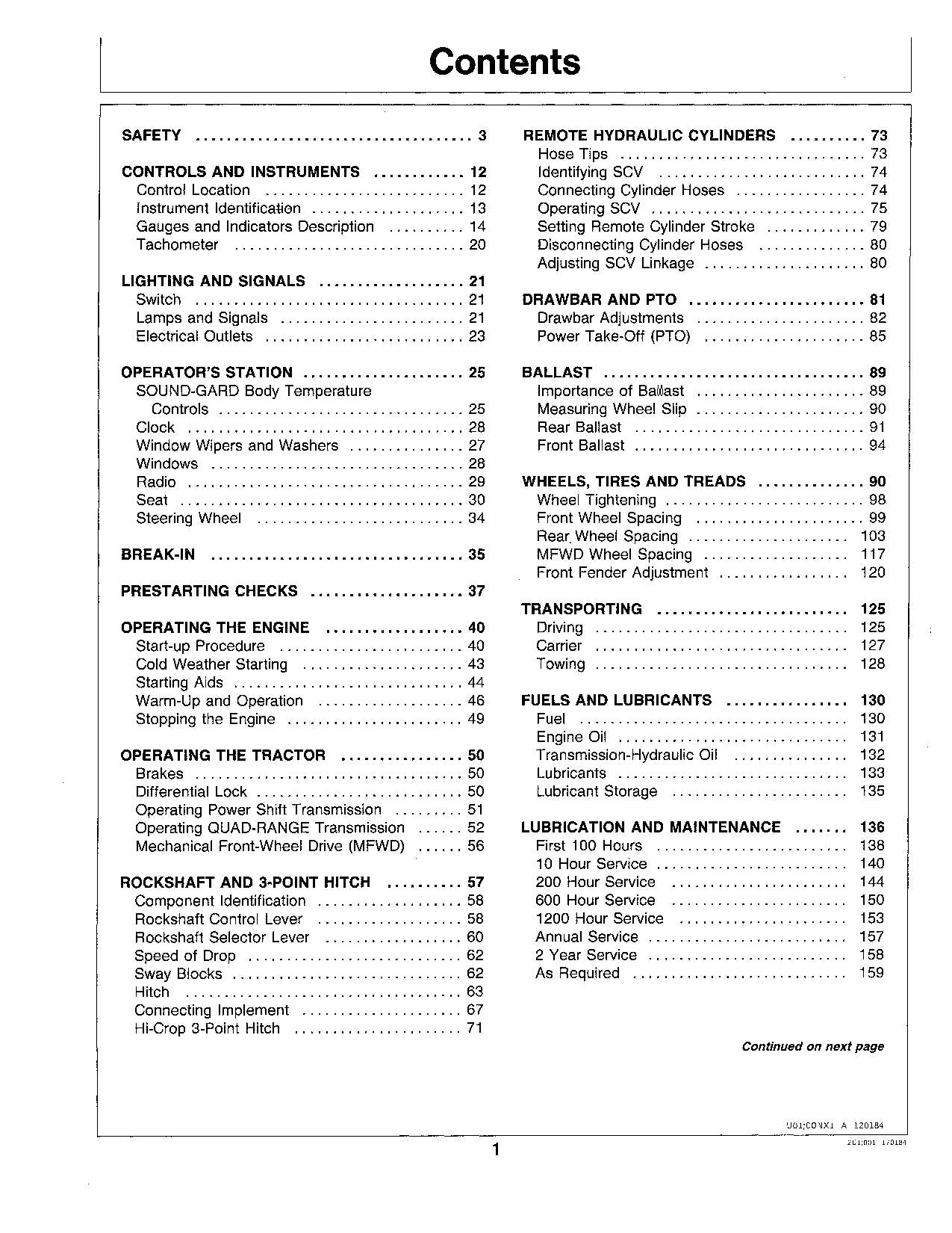 JOHN DEERE 4050 4250 4450 TRAKTOR-BETRIEBSHANDBUCH 0-005510 0-009672