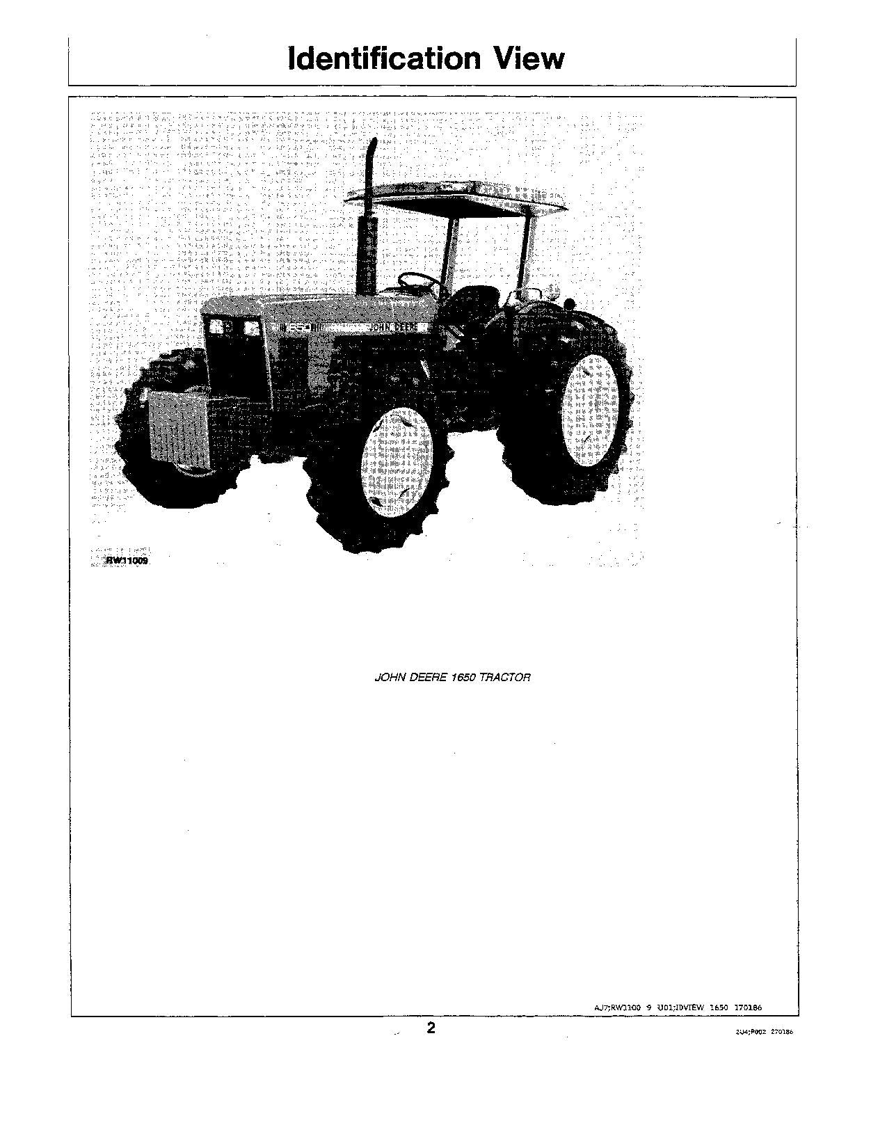 JOHN DEERE 1250 1450 1650 TRACTOR OPERATORS MANUAL