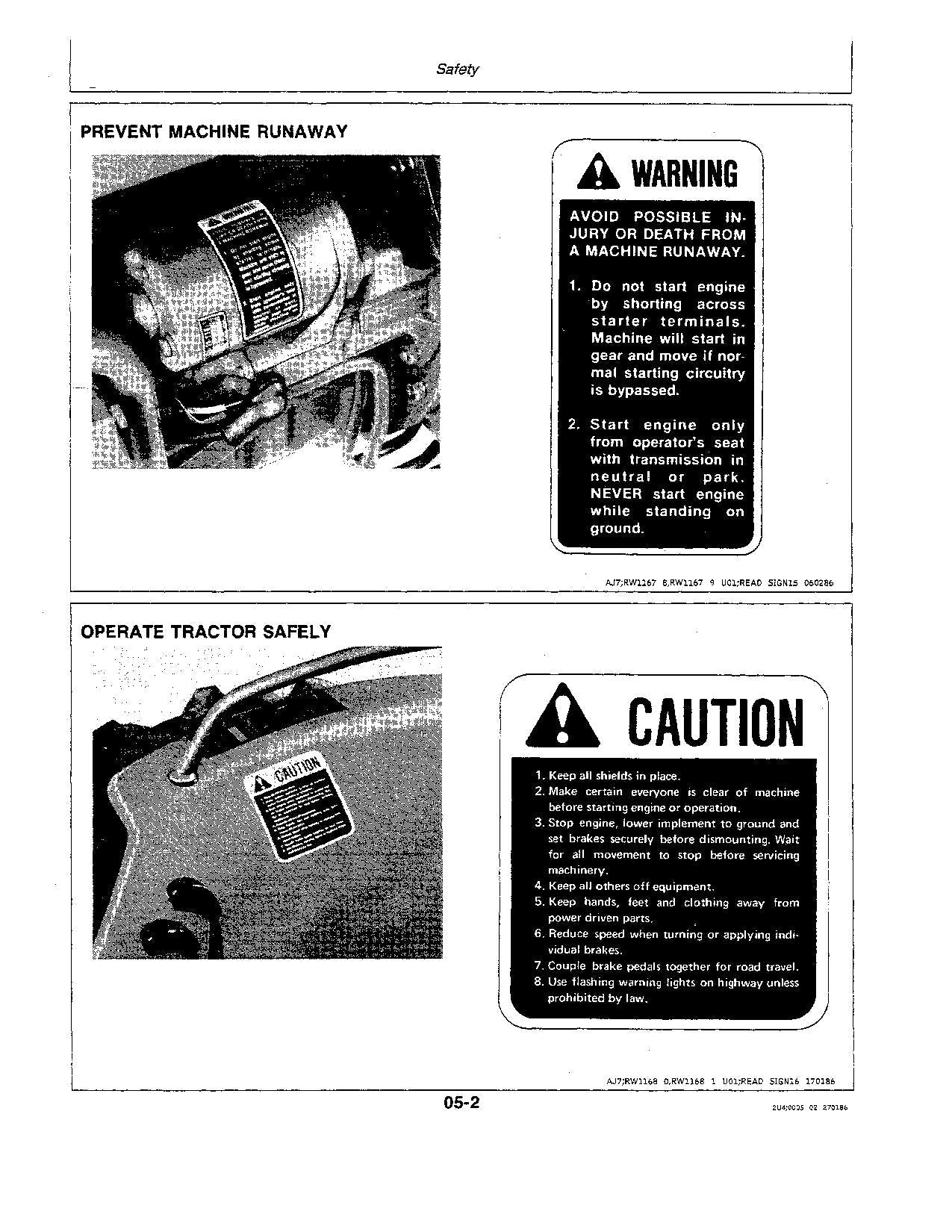 JOHN DEERE 1250 1450 1650 TRACTOR OPERATORS MANUAL