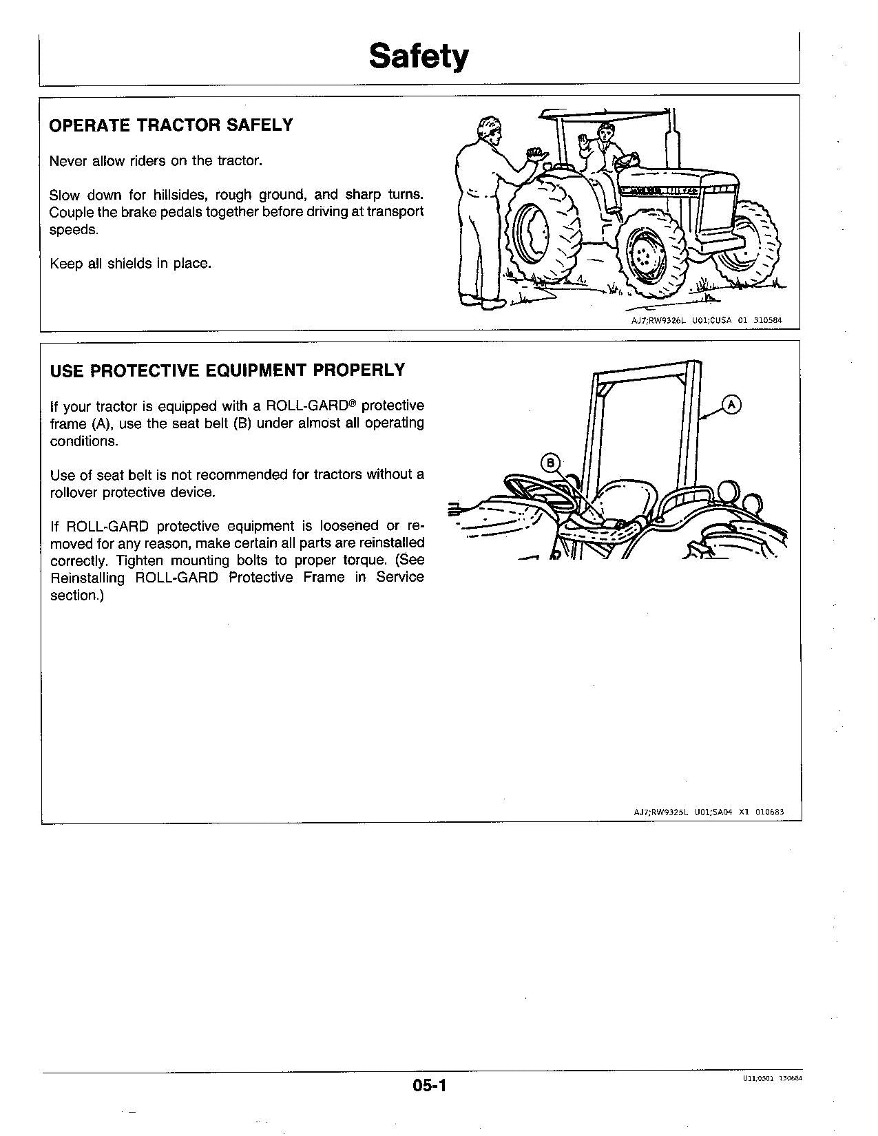 MANUEL D'UTILISATION DU TRACTEUR JOHN DEERE 1050 850 950