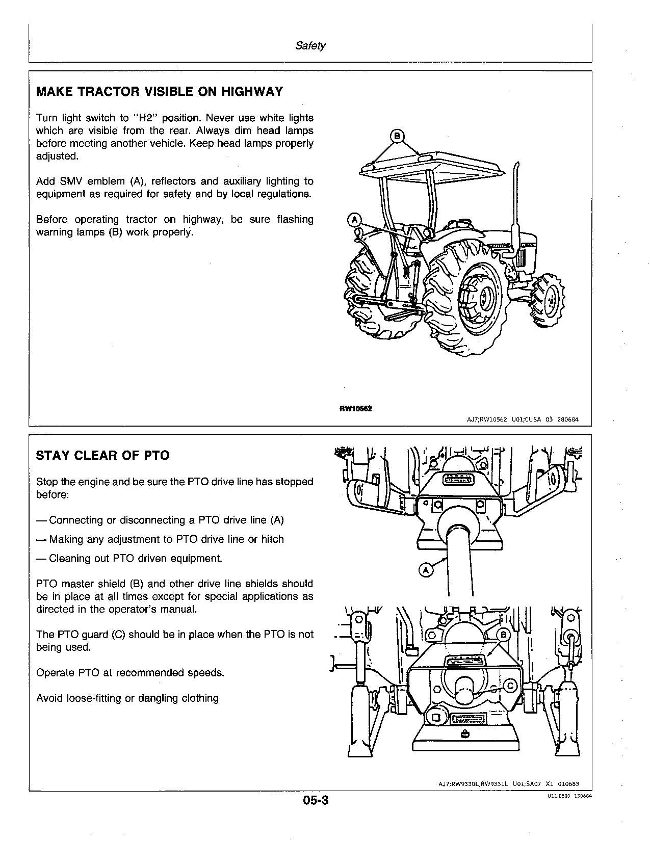 JOHN DEERE 1050  850  950 TRACTOR OPERATORS MANUAL