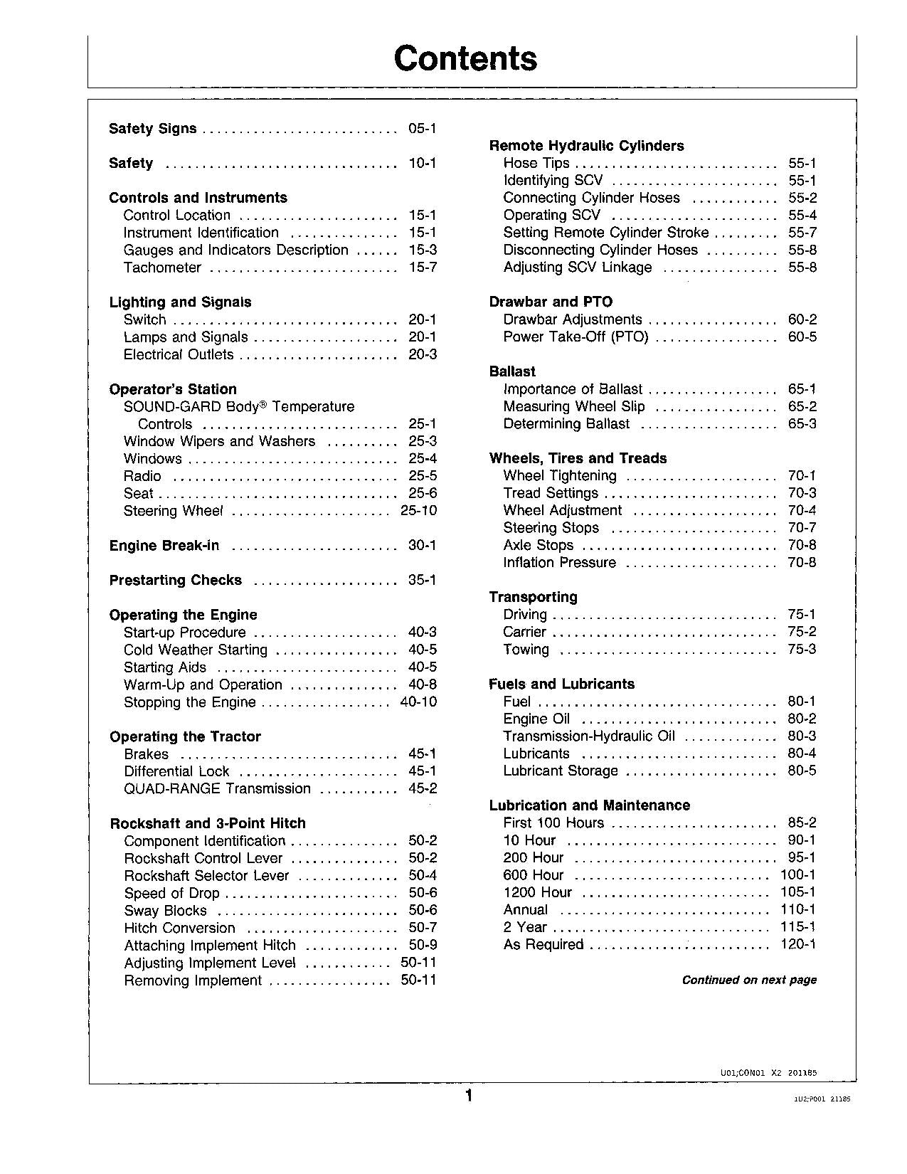 JOHN DEERE 8850 TRACTOR OPERATORS MANUAL 006501-