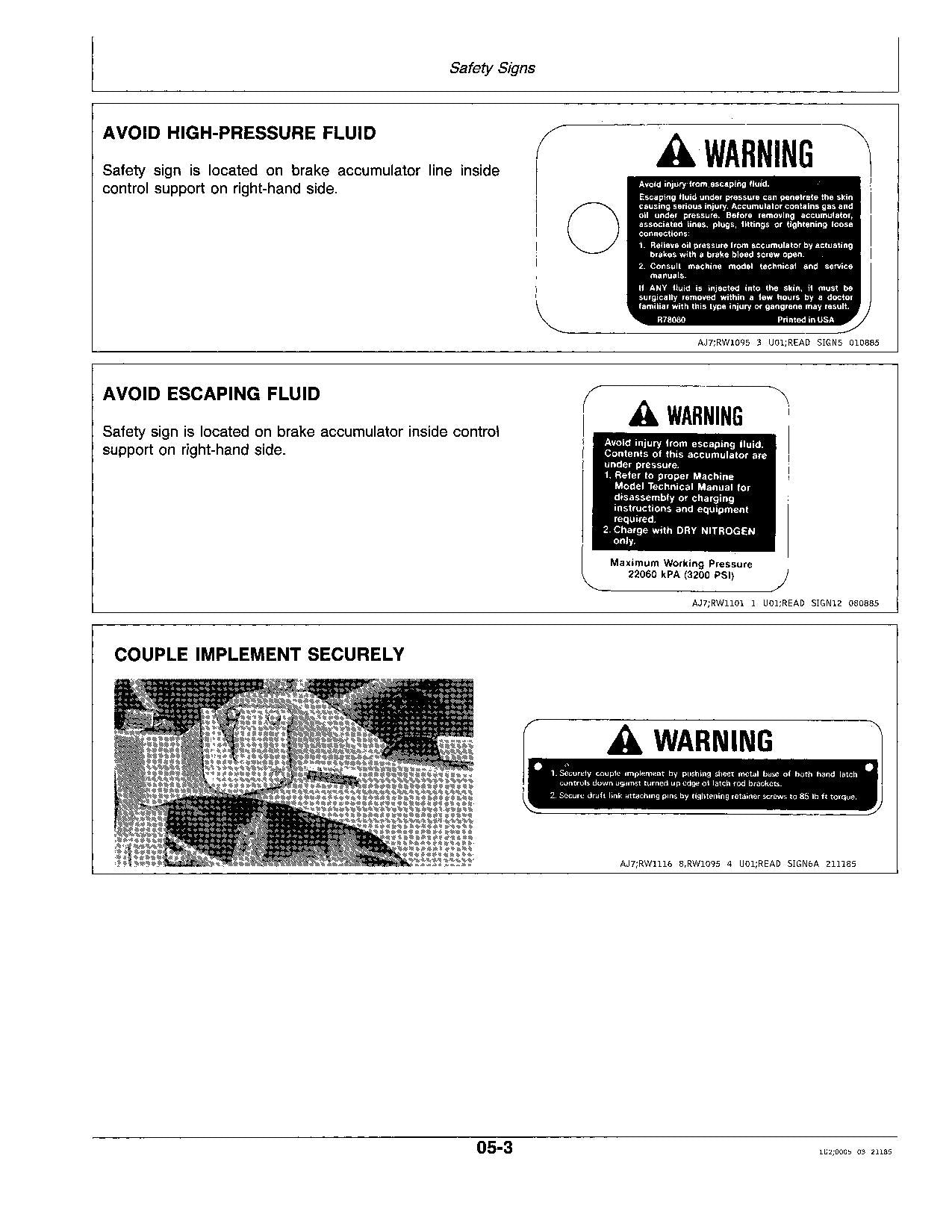 JOHN DEERE 8850 TRACTOR OPERATORS MANUAL 006501-