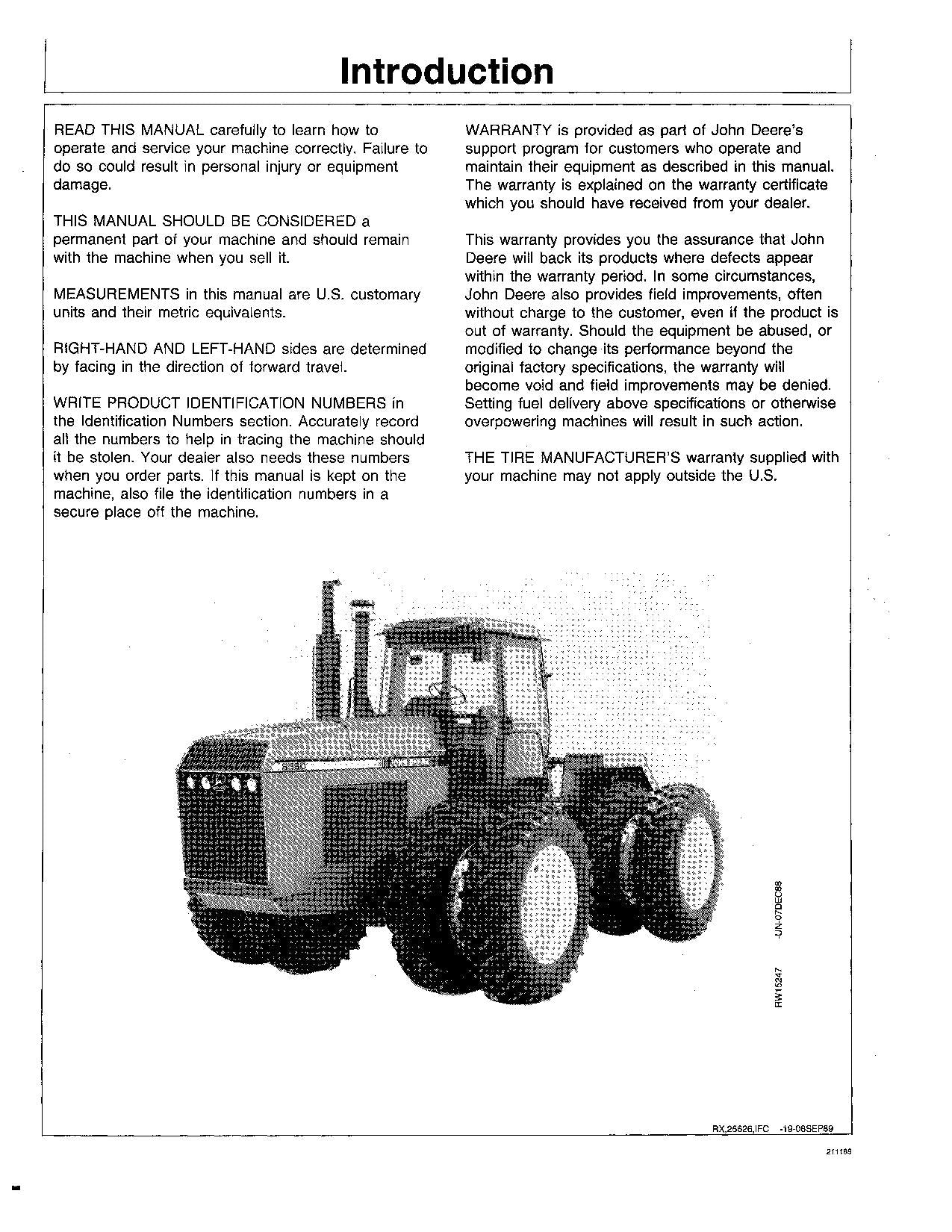 JOHN DEERE 8560 8760 8960 TRAKTOR-BETRIEBSHANDBUCH 0 - 1672