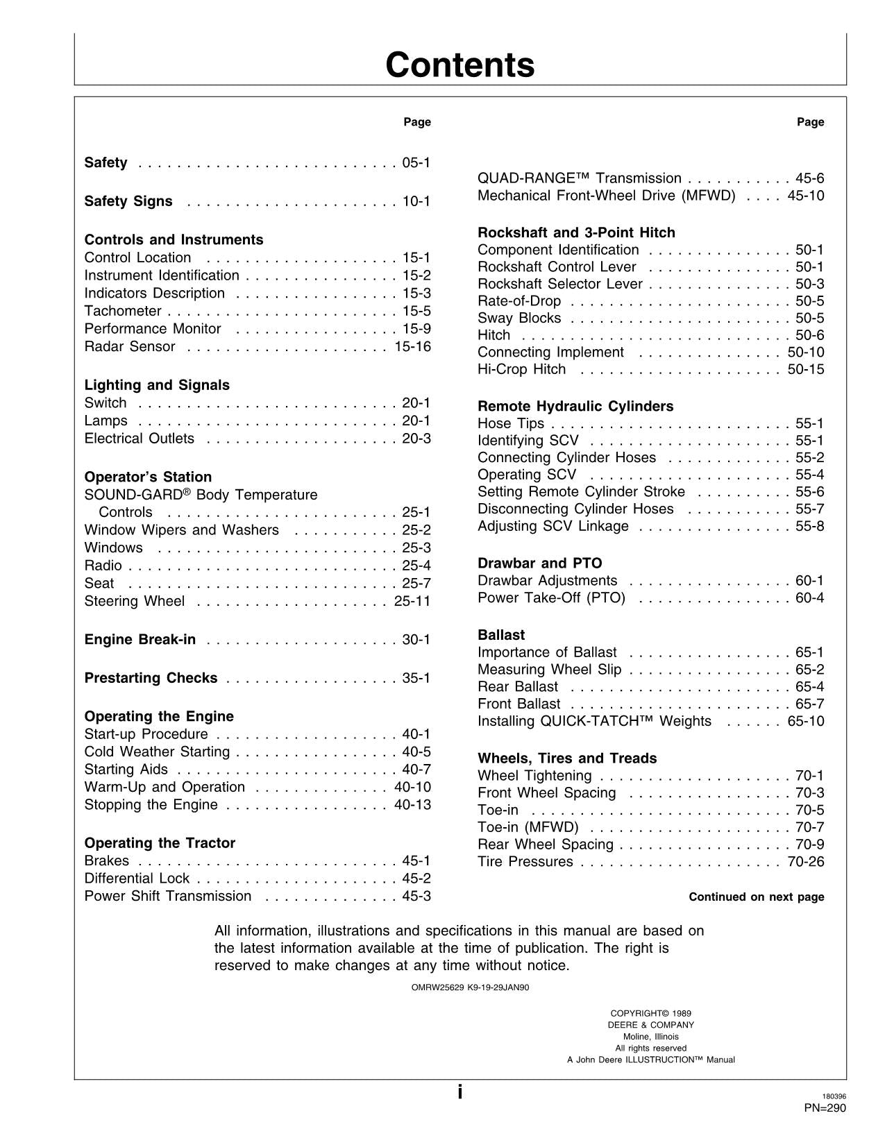 JOHN DEERE 4255 4455 4055 TRACTOR OPERATORS MANUAL