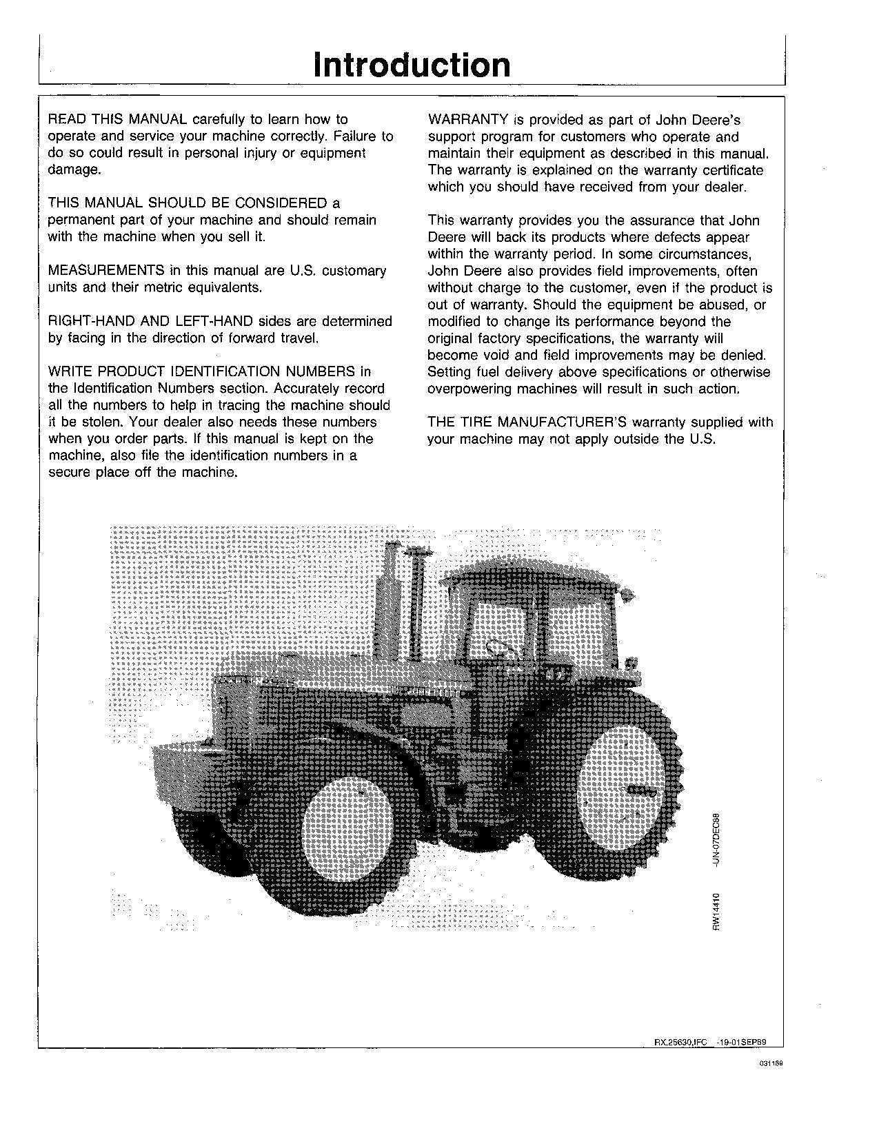 JOHN DEERE 4555 4755 4955 TRACTOR OPERATORS MANUAL