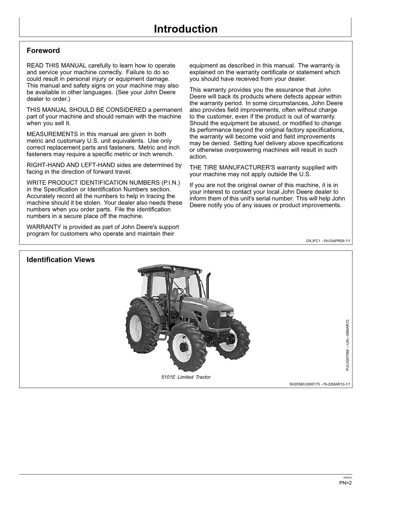 JOHN DEERE 5083E 5093E LIMITED 5101E LIMITED TRAKTOR-BETRIEBSHANDBUCH NR. 4