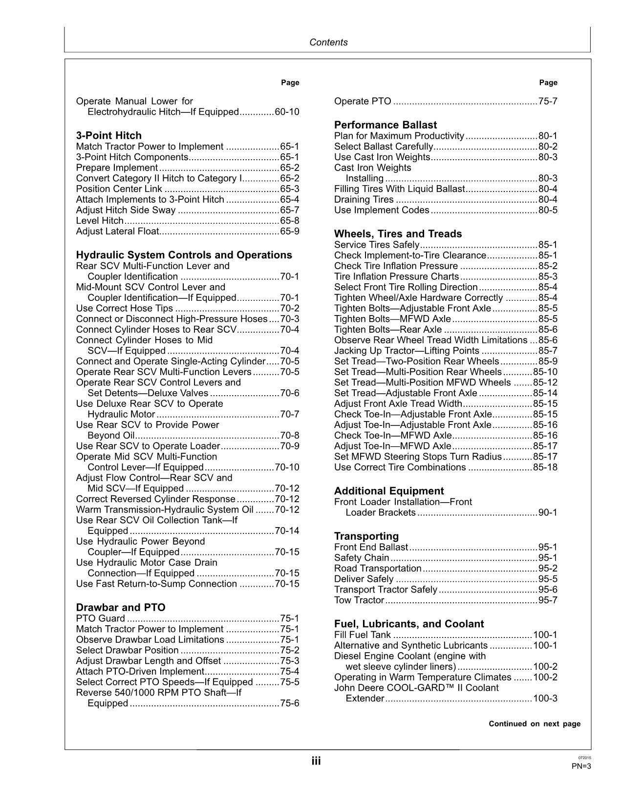 MANUEL D'UTILISATION DU TRACTEUR JOHN DEERE 5075M SEPTEMBRE 2014 -