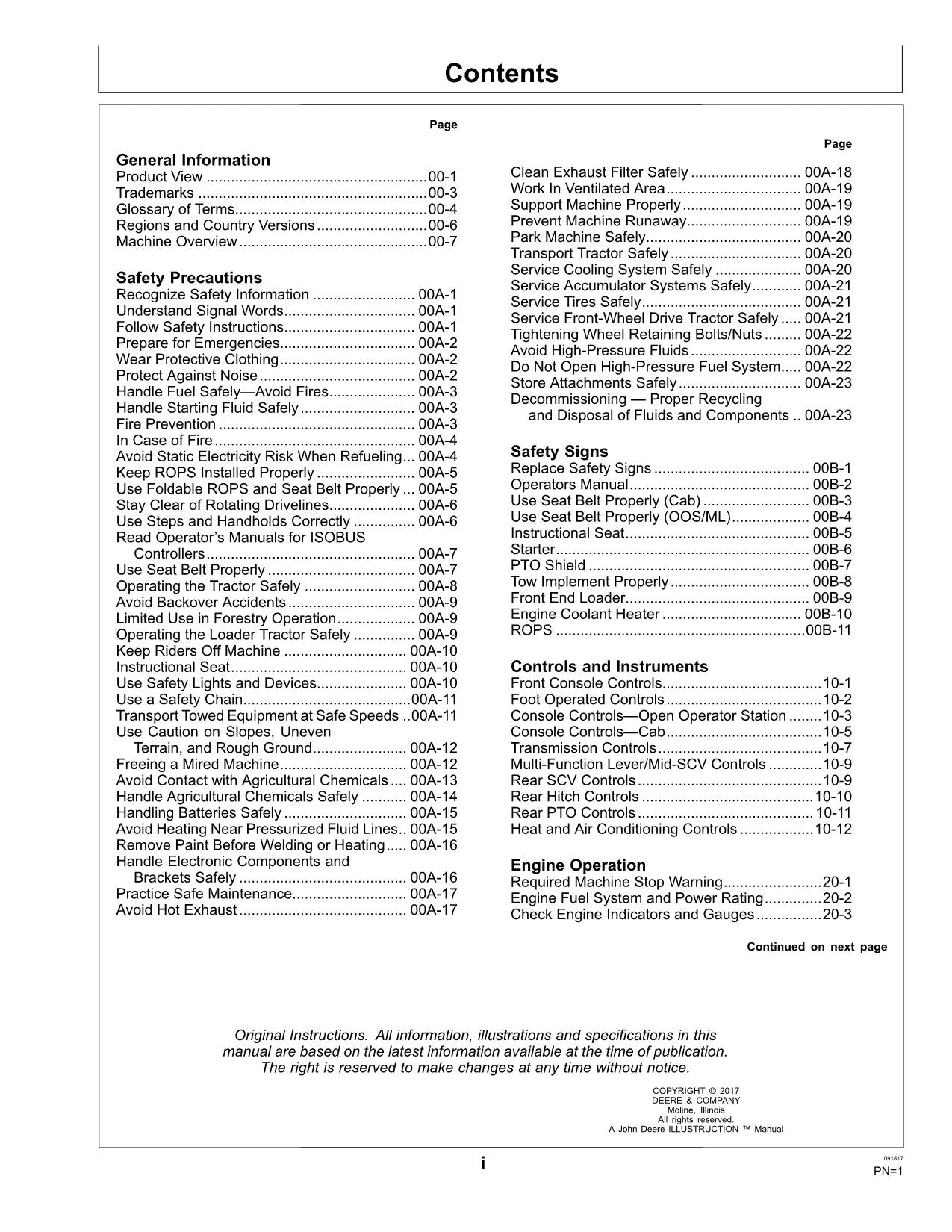 JOHN DEERE 5075M  5090M  5100M  5100MH  5100ML  5115M TRACTOR OPERATORS MANUAL