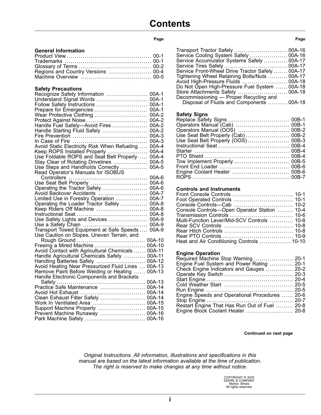 JOHN DEERE 5075M  5090M  5100M  5100MH  5115M  FT4 TRACTOR OPERATORS MANUAL