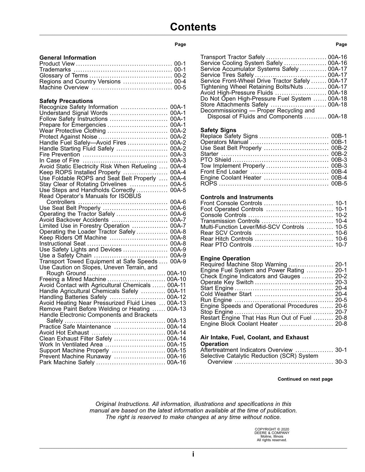 JOHN DEERE 5100ML  5115ML  5125ML TRACTOR OPERATORS MANUAL