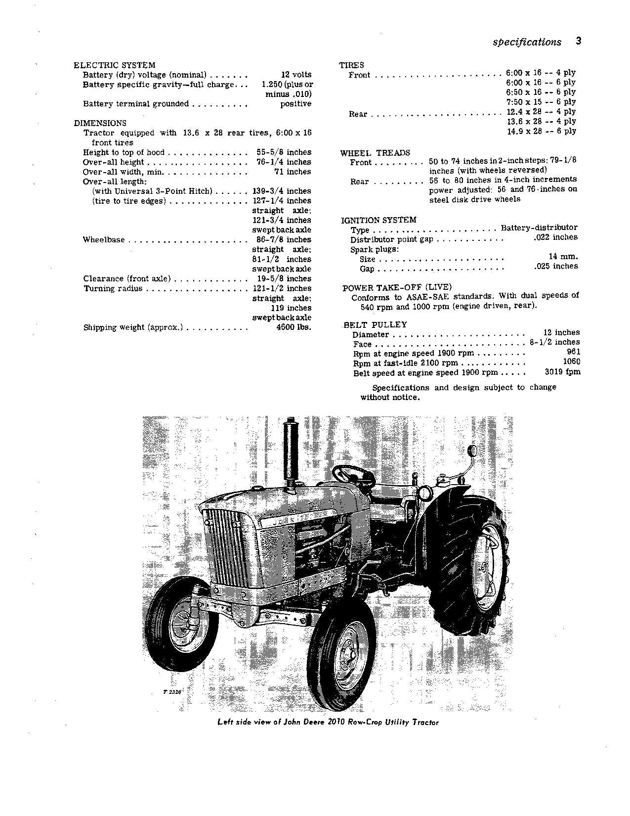 MANUEL D'UTILISATION DU TRACTEUR JOHN DEERE 2010 SER 0 - 29000