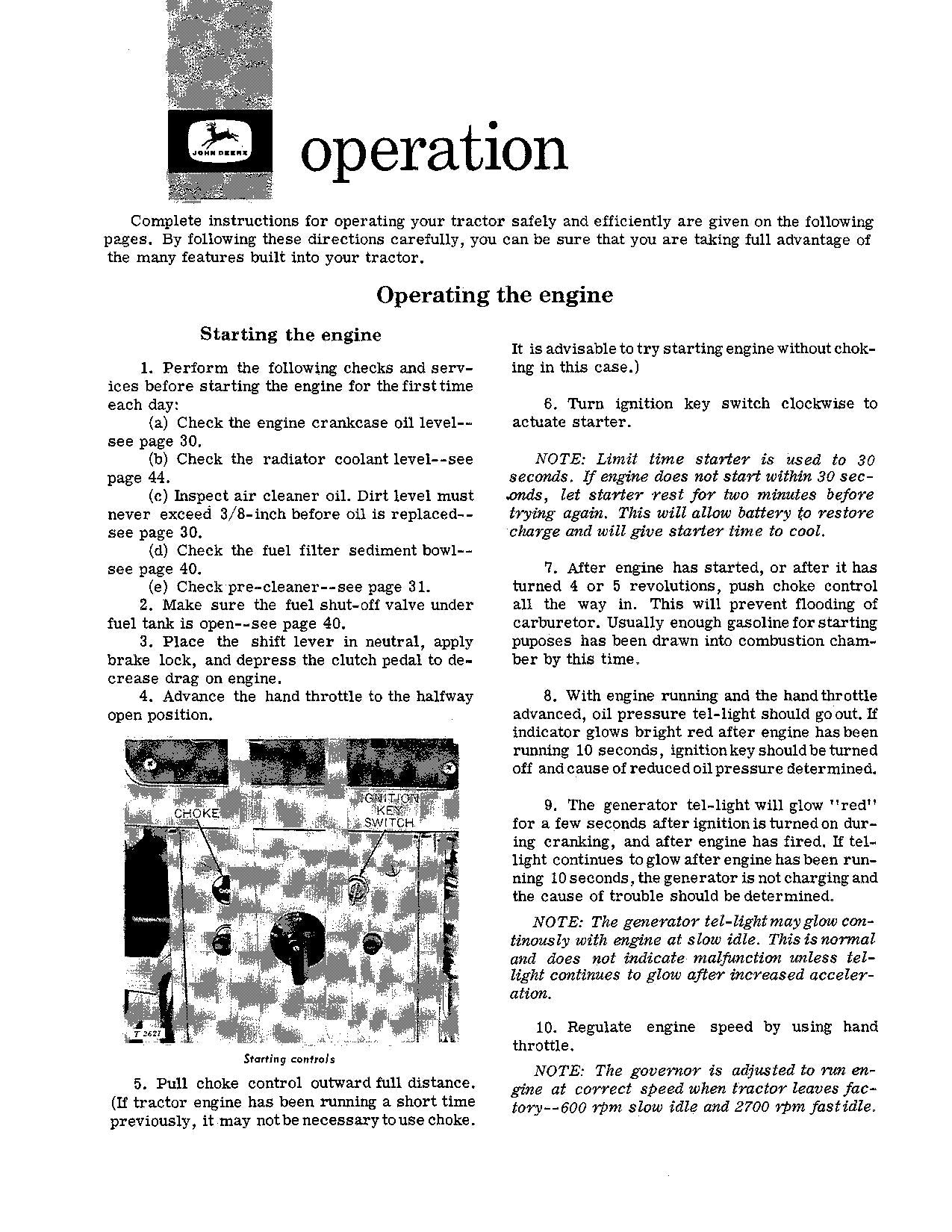 JOHN DEERE 1010 TRACTOR OPERATORS MANUAL ser 001001-031000