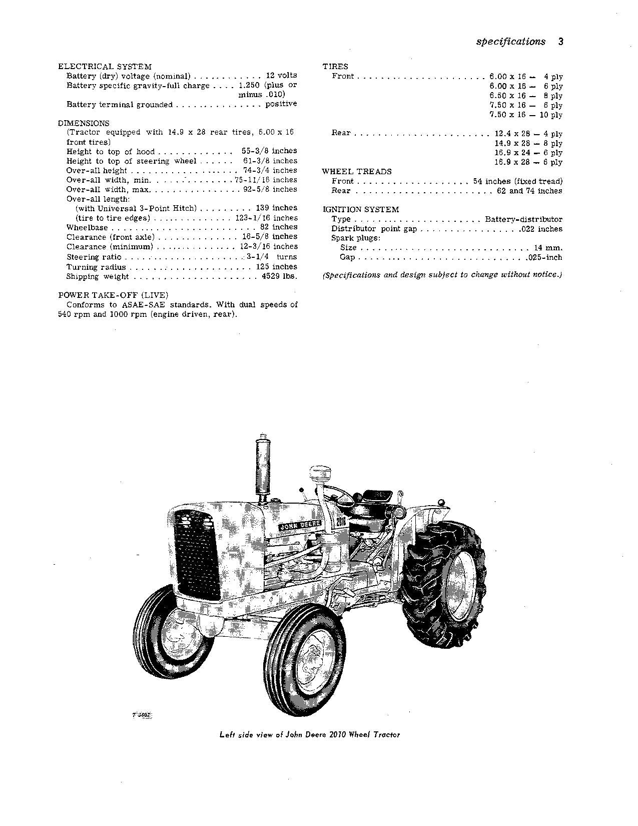 JOHN DEERE 2010 TRAKTOR-BETRIEBSHANDBUCH 010001-042000