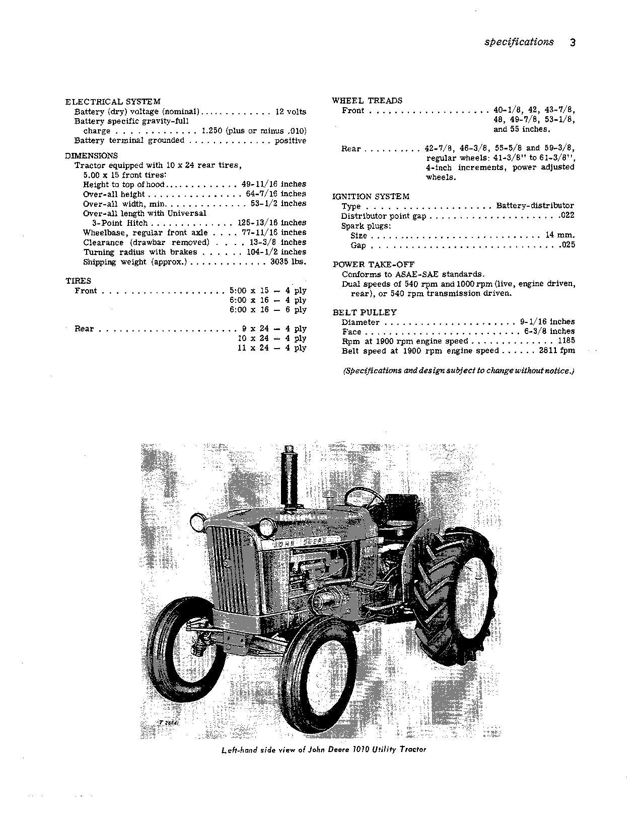 MANUEL D'UTILISATION DU TRACTEUR UTILITAIRE À ESSENCE JOHN DEERE 1010 OMT15500