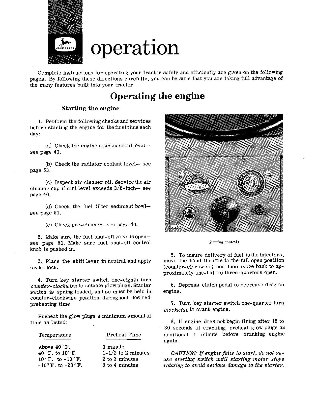 JOHN DEERE 1010 DIESEL UTILITY TRACTOR OPERATORS MANUAL OMT15501