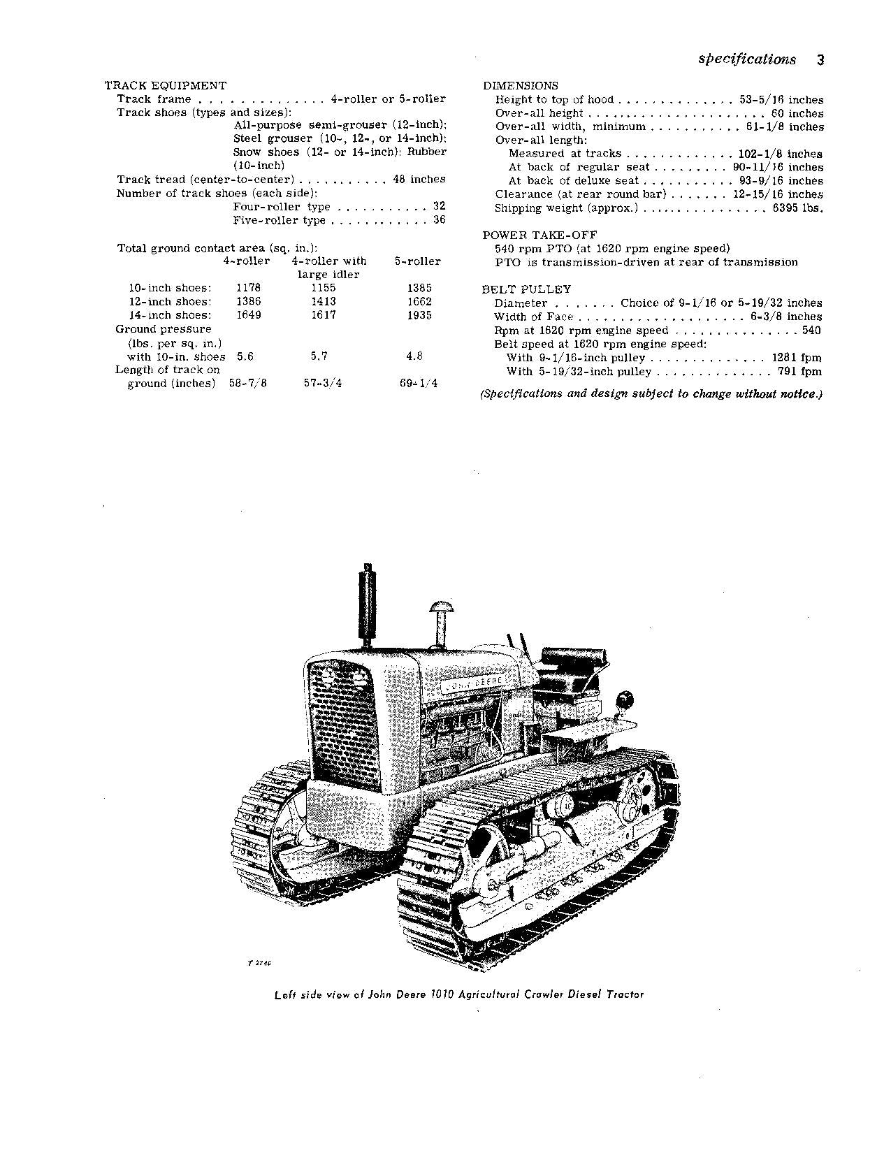 MANUEL D'UTILISATION DU TRACTEUR À CHENILLES DIESEL JOHN DEERE 1010 SÉRIE AMÉRIQUE DU NORD