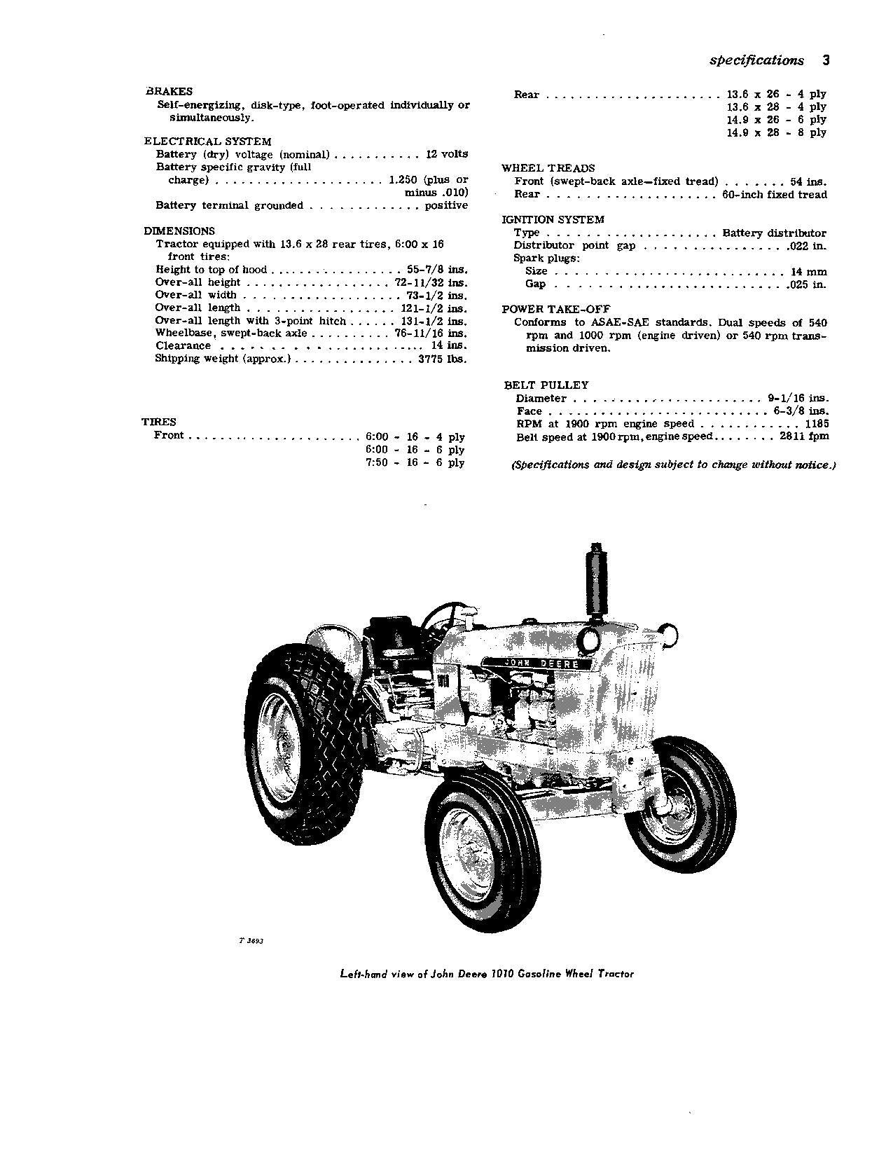 JOHN DEERE 1010 TRAKTOR BEDIENUNGSANLEITUNG NORDAMERIKA