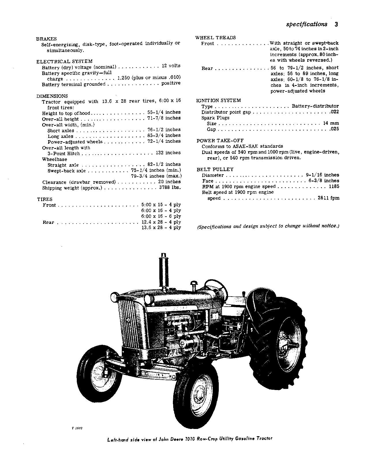 JOHN DEERE 1010 ROW CROP GASOLINE TRACTOR OPERATORS MANUAL NORTH AMERICA