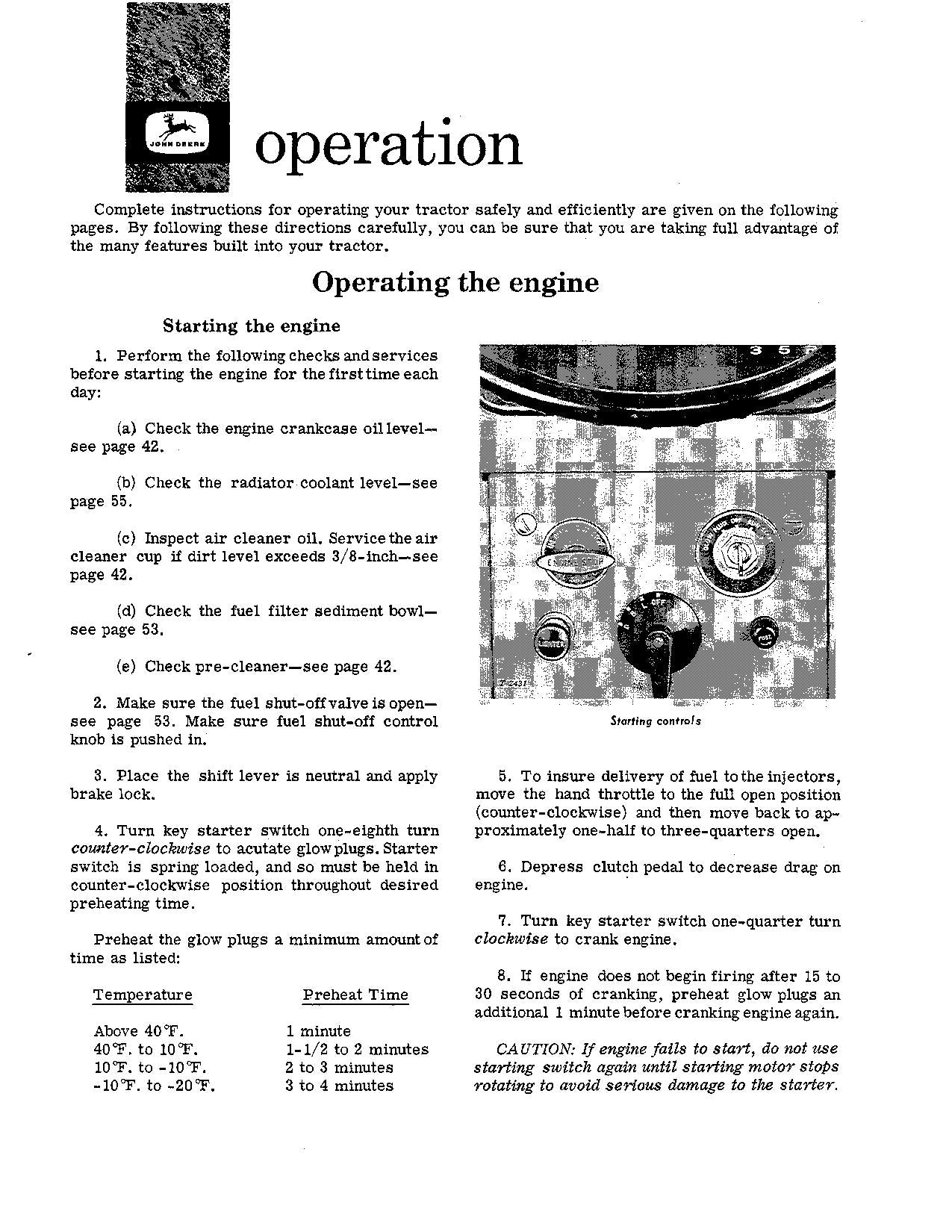 JOHN DEERE 1010 ROW CROP UTILITY DIESEL TRACTOR OPERATORS MANUAL NORTH AMERICA