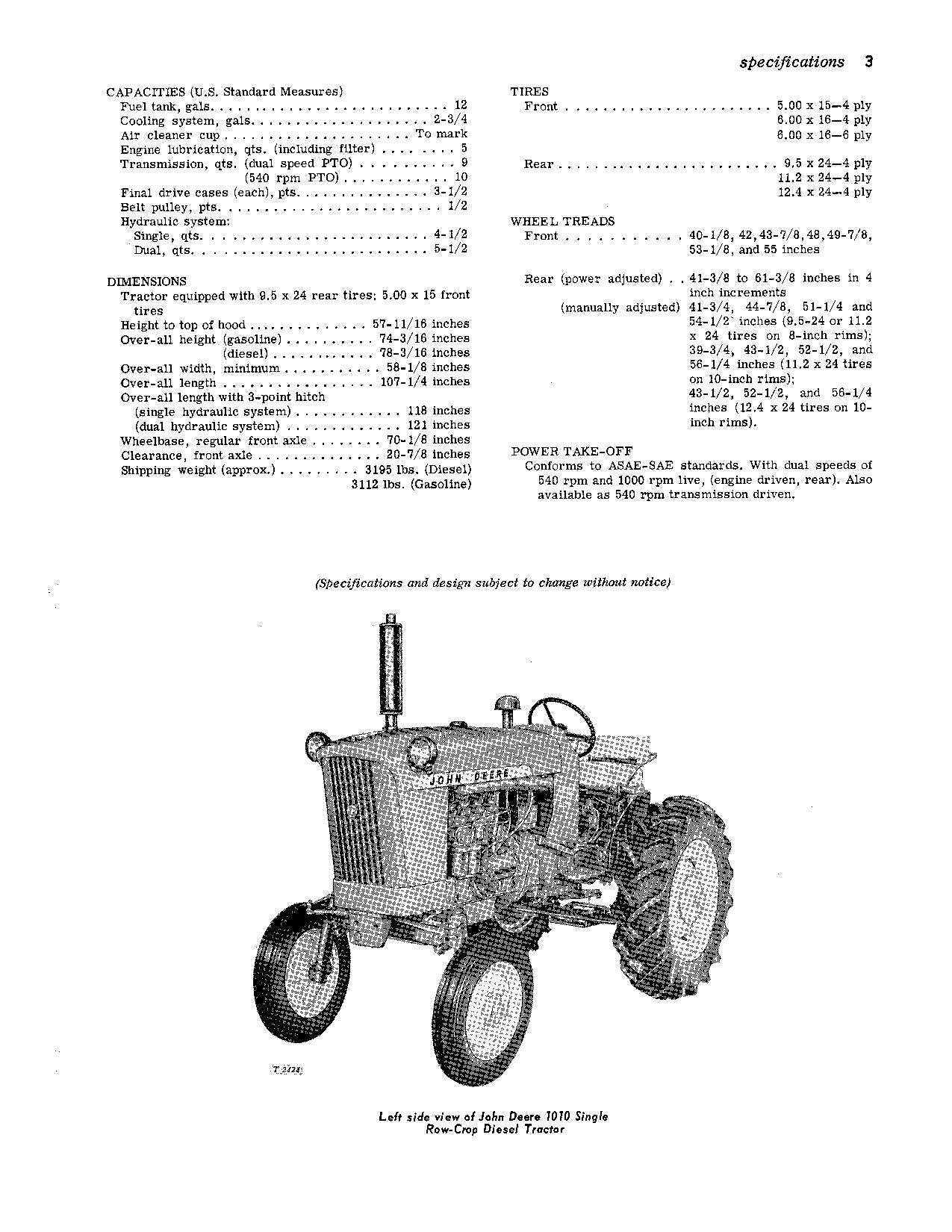 MANUEL D'UTILISATION DU TRACTEUR JOHN DEERE 1010 RS