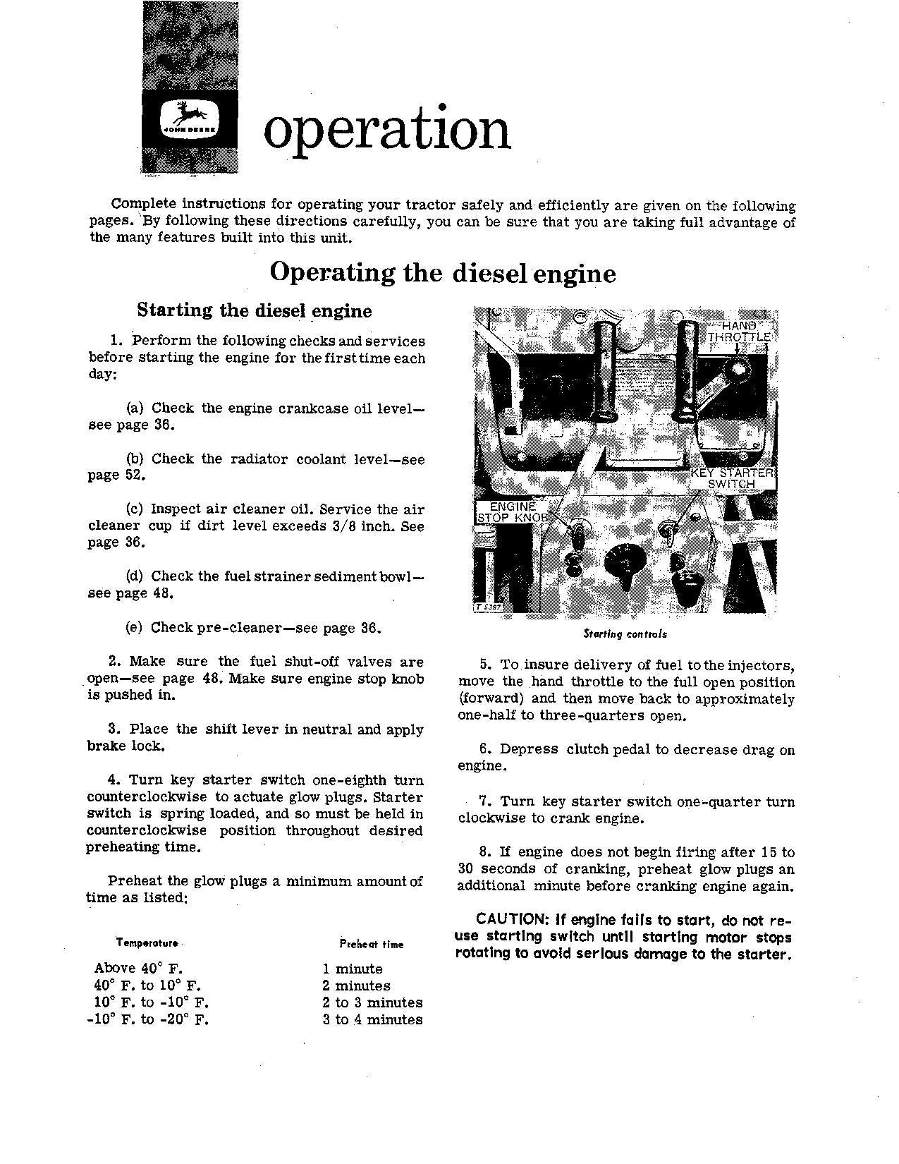 JOHN DEERE 1010 DIESEL GAS TRACTOR OPERATORS MANUAL SER 021901-