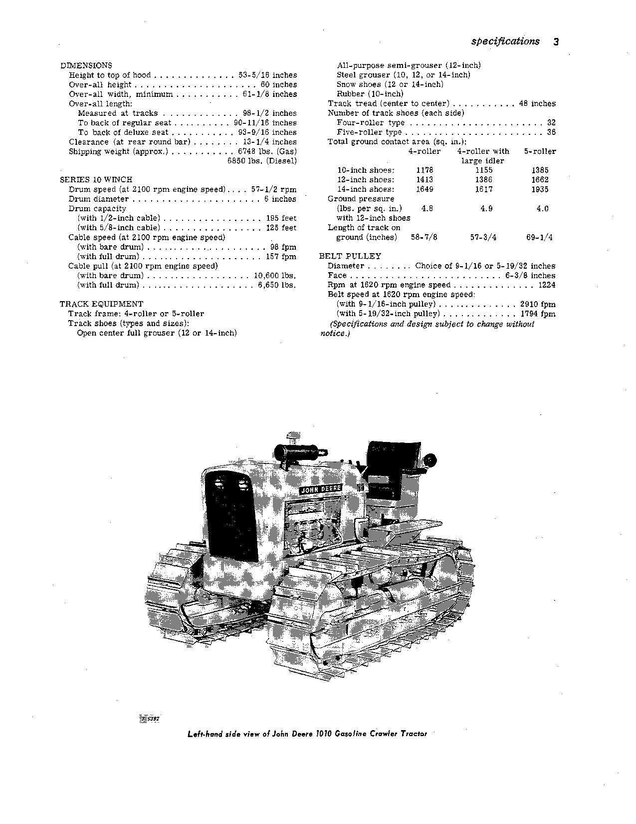 MANUEL D'UTILISATION DU TRACTEUR DIESEL À ESSENCE JOHN DEERE 1010 SER 021901-