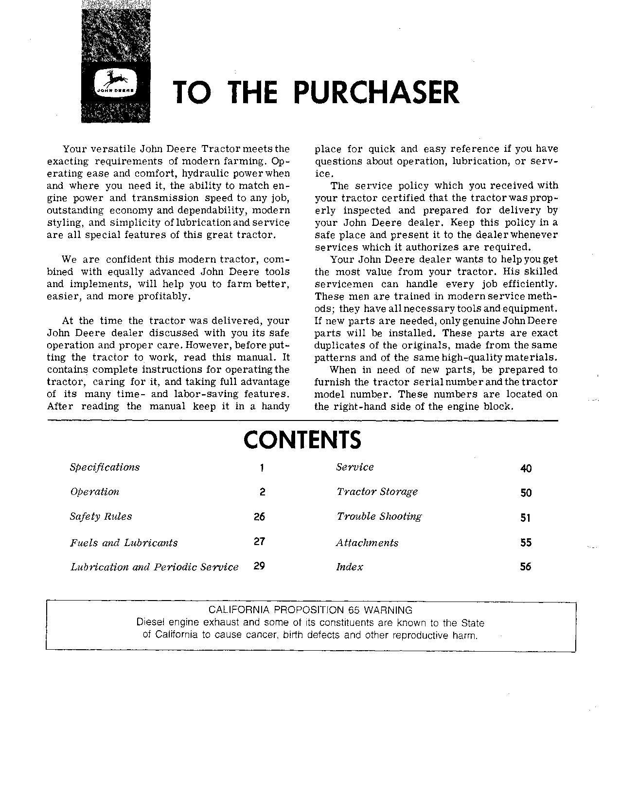 JOHN DEERE 2010 TRACTOR OPERATORS MANUAL ser.029001-042000