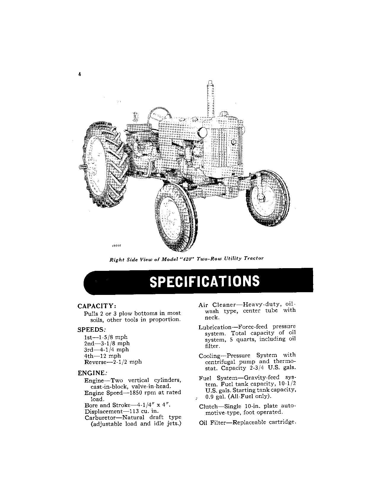 JOHN DEERE 420 TRACTOR OPERATORS MANUAL 80001-100000