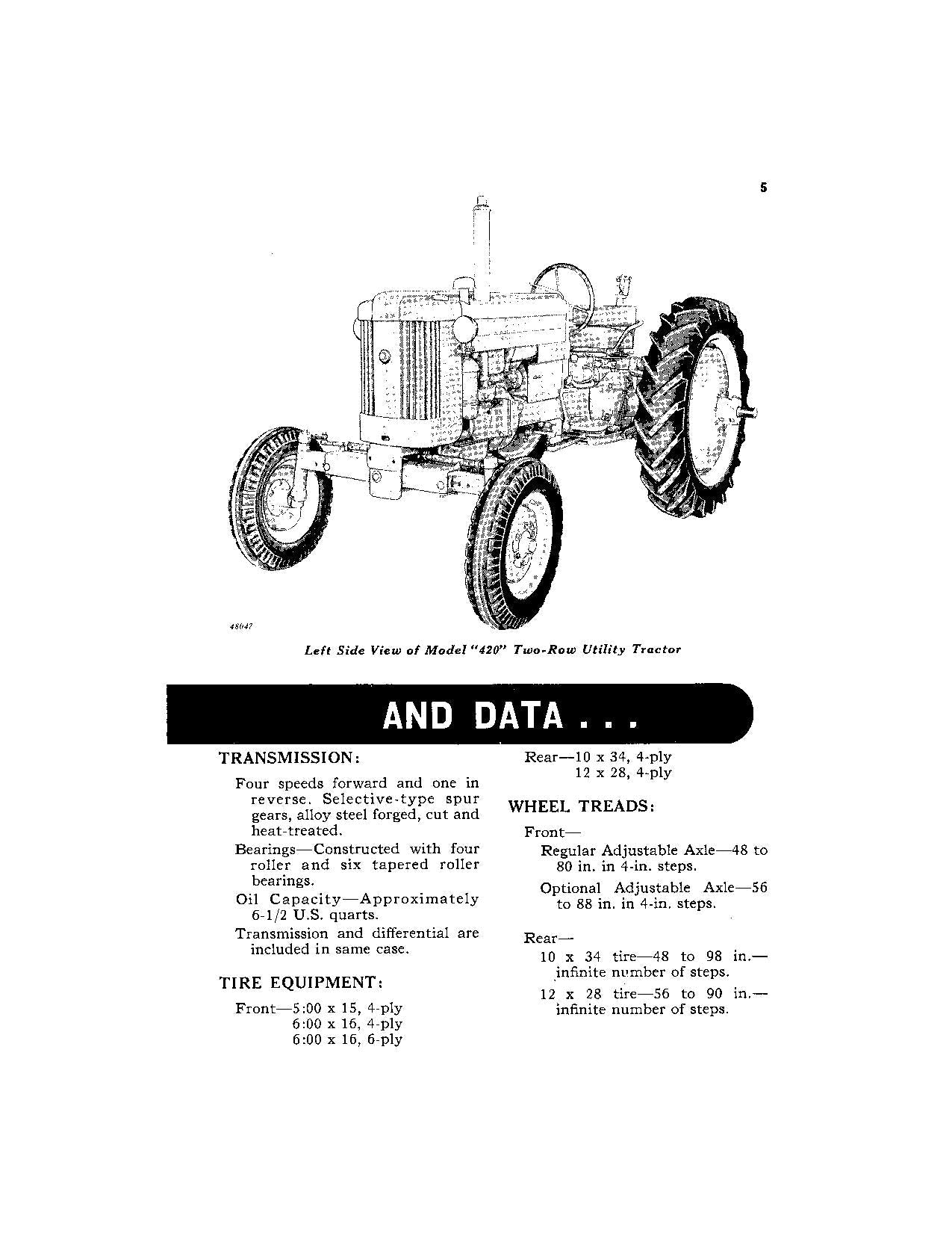 MANUEL D'UTILISATION DU TRACTEUR JOHN DEERE 420 80001-100000