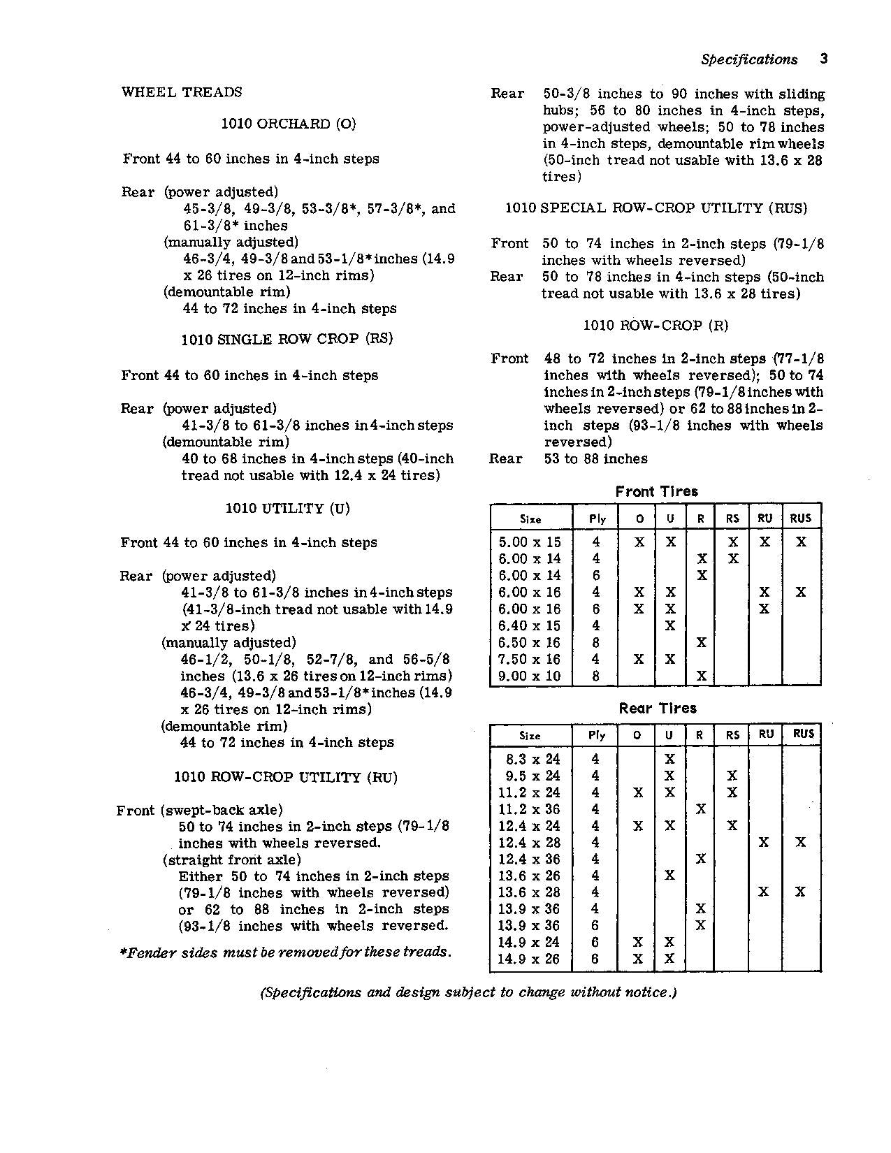 JOHN DEERE 1010 O 1010 U 1010 R 1010 RS 1010 RU TRACTOR OPERATORS MANUAL