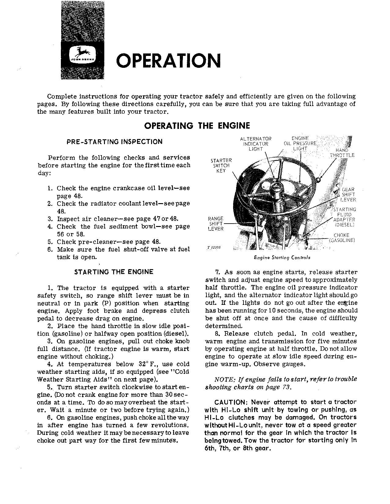 JOHN DEERE 1020 RU 1020 HU 1020 LU 2020 RU 2020 HU TRACTOR OPERATORS MANUAL