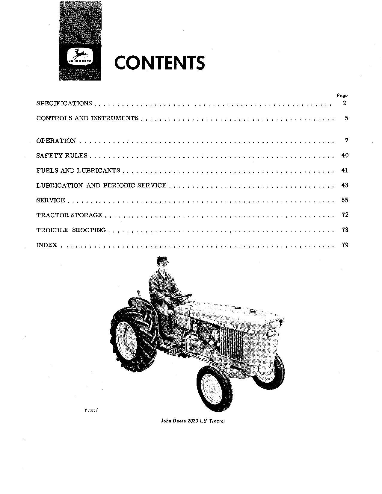 JOHN DEERE 1020 RU 1020 HU 1020 LU 2020 RU 2020 HU TRACTOR OPERATORS MANUAL